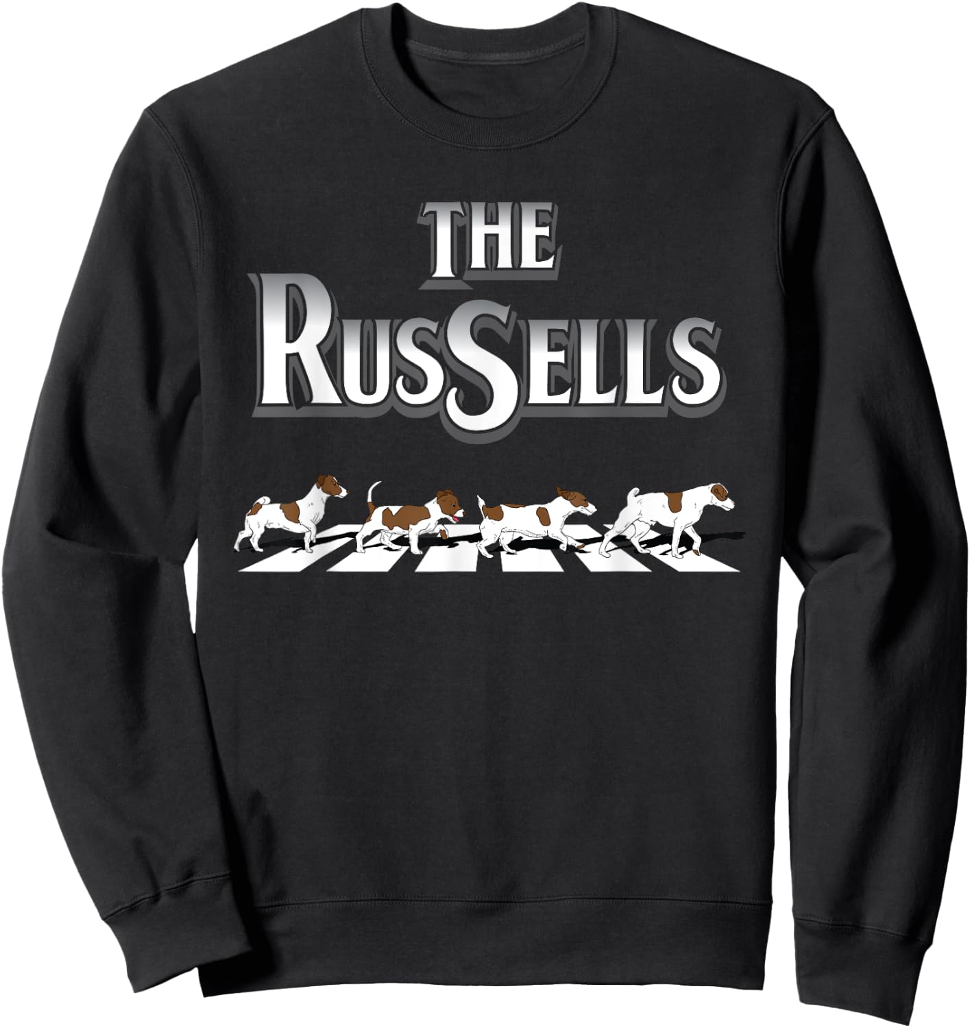 Jack Russells Funny Jack Russell Terrier JRT Dog Crosswalk Men Women Girls Kids Sweatshirt - Sweatshirt | Black