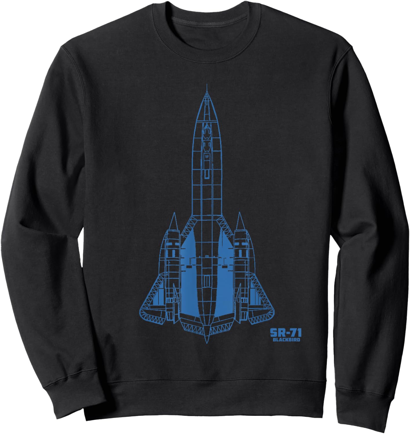 SR-71 Blackbird Spyplane Technical Drawing Blue Sweatshirt - Sweatshirt | Black