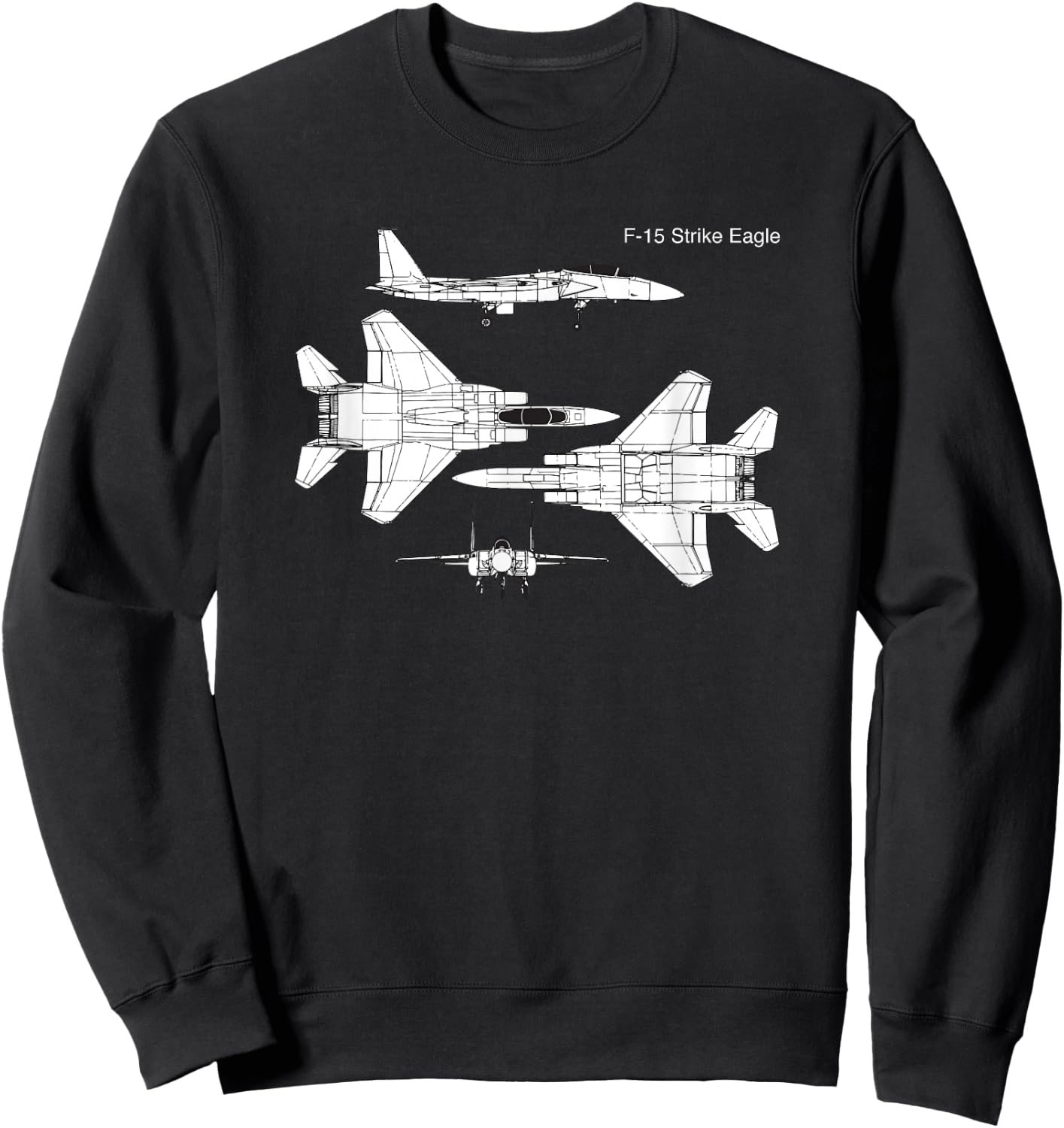F-15 Strike Eagle Military Aircraft Graphic Design Sweatshirt - Sweatshirt | Black