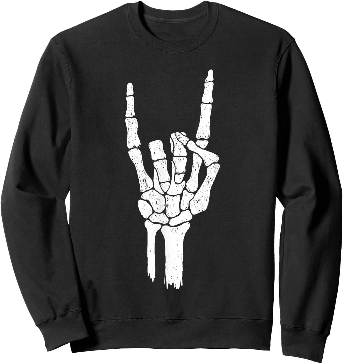 Skeleton Rock Hand - Halloween Rock On Devil Horns Sweatshirt - Sweatshirt | Black
