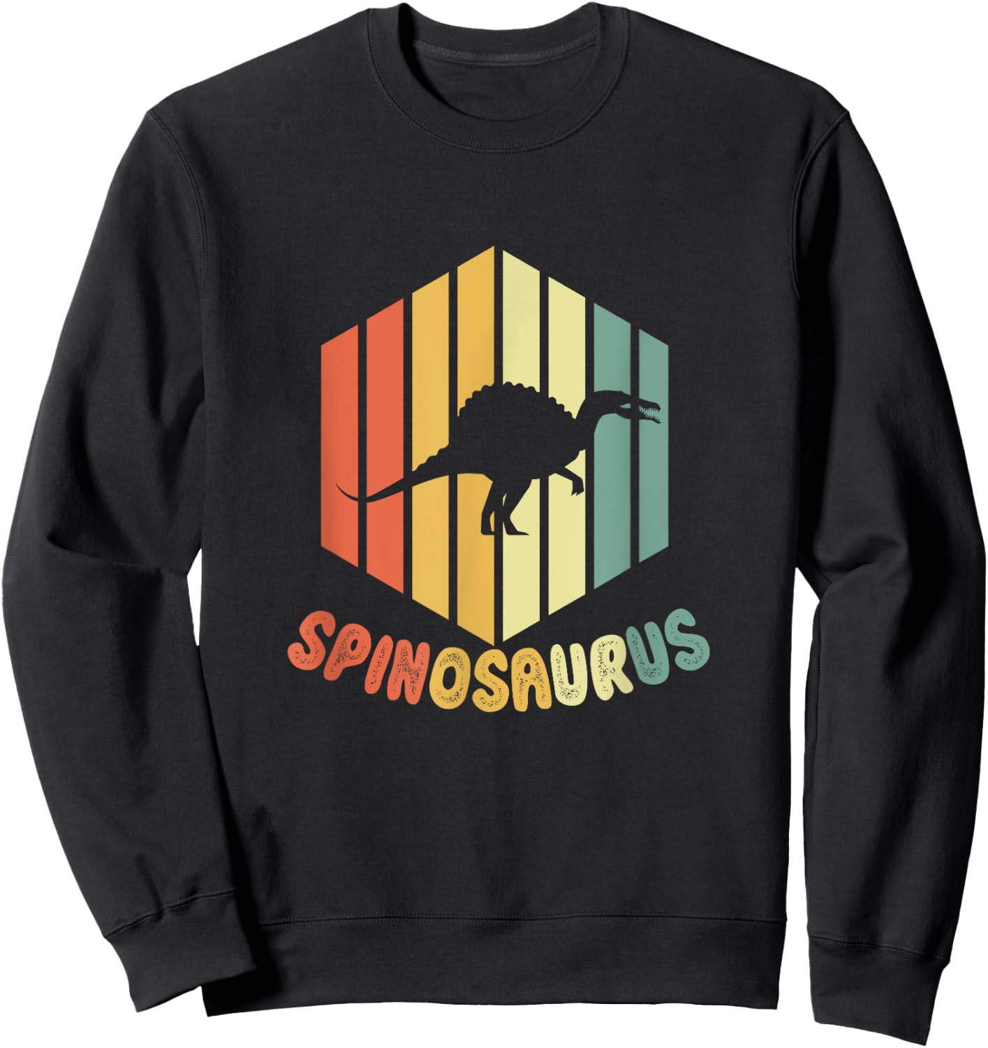 Retro Spinosaurus Dinosaur Paleontolgy Funny Gift Sweatshirt - Sweatshirt | Black