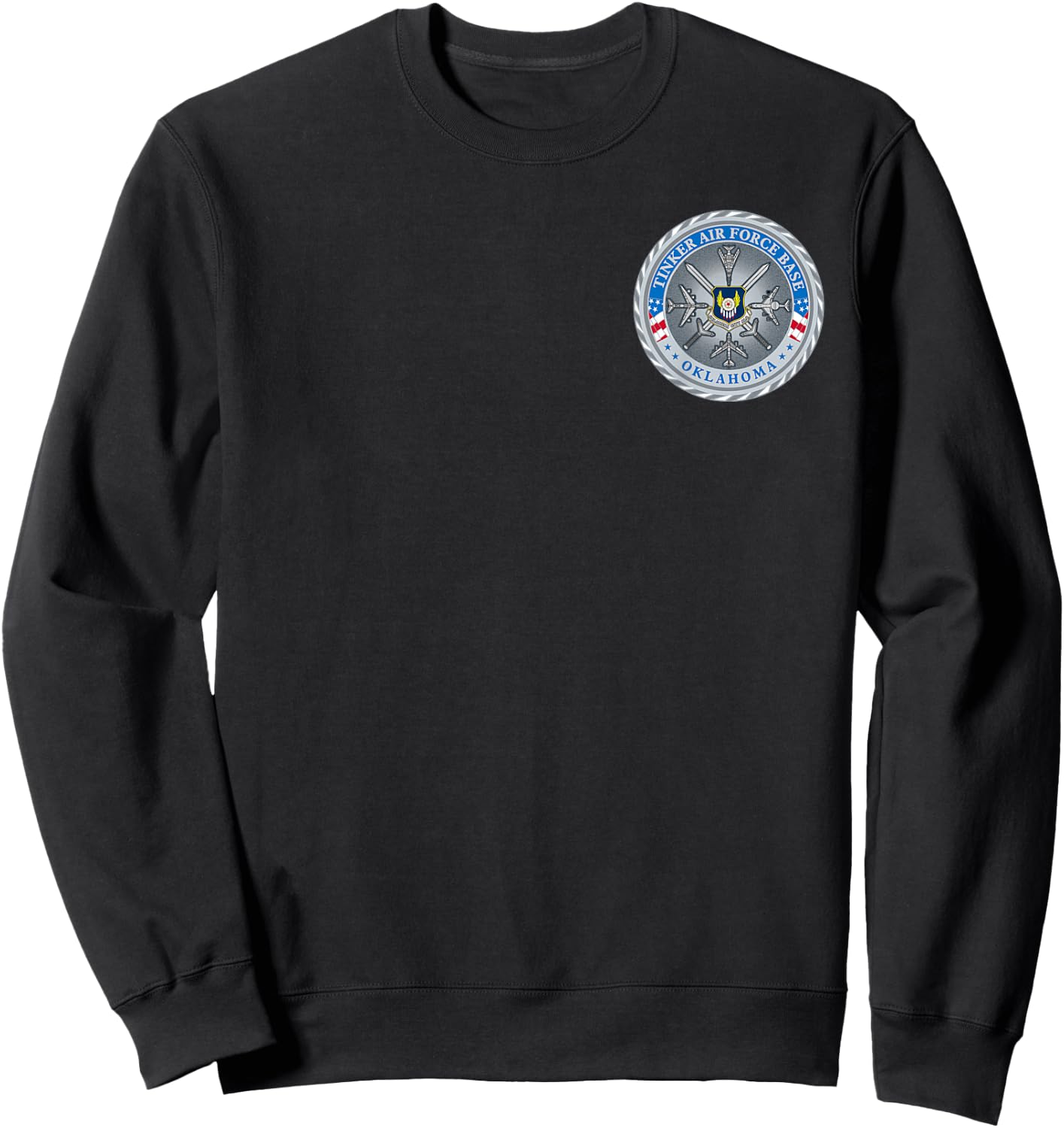 Tinker Air Force Base AFB Military Veteran Patch Sweatshirt - Sweatshirt | Black