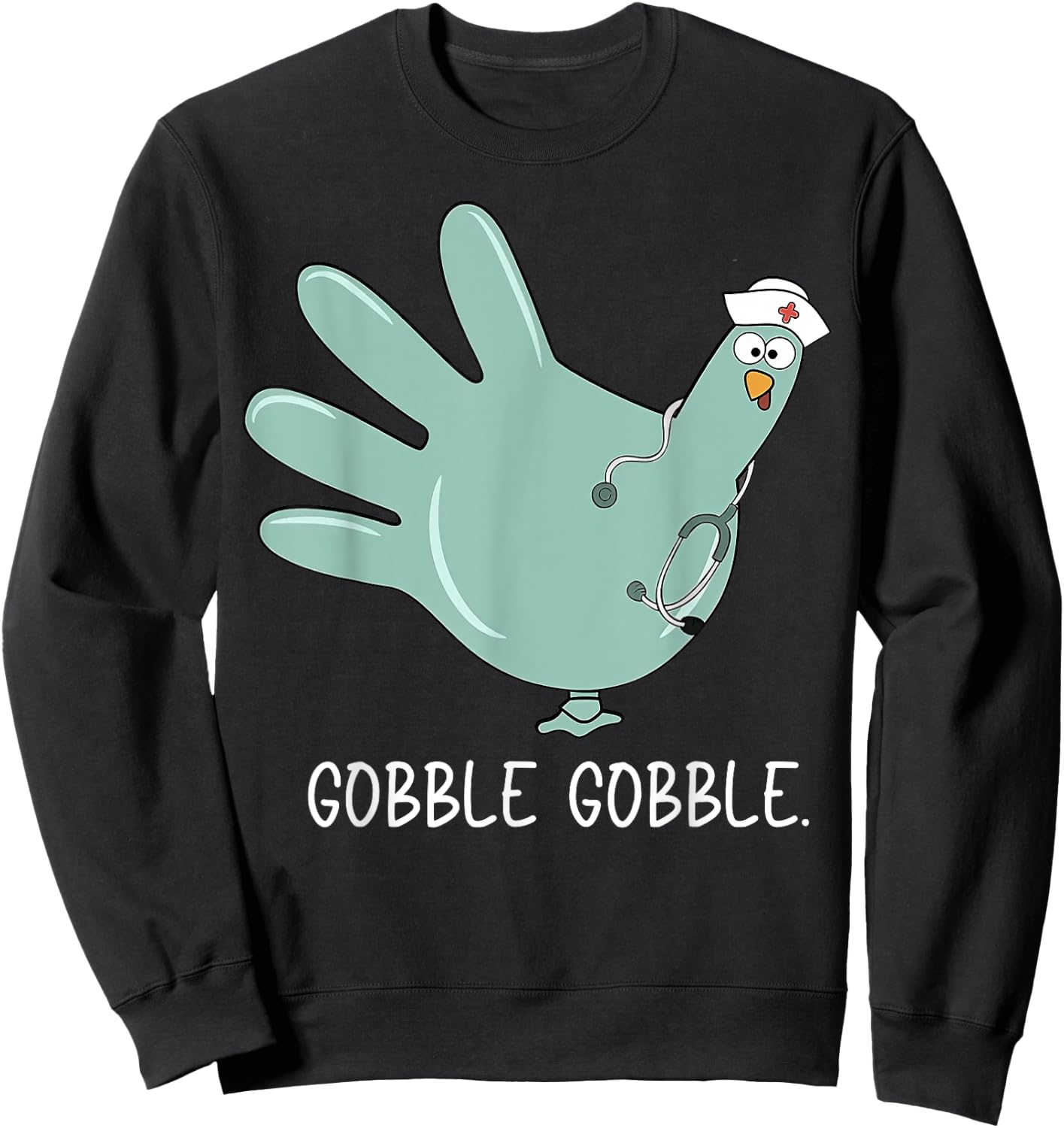 Turkey Glove Nurse Thanksgiving Sweatshirt - Sweatshirt | Black