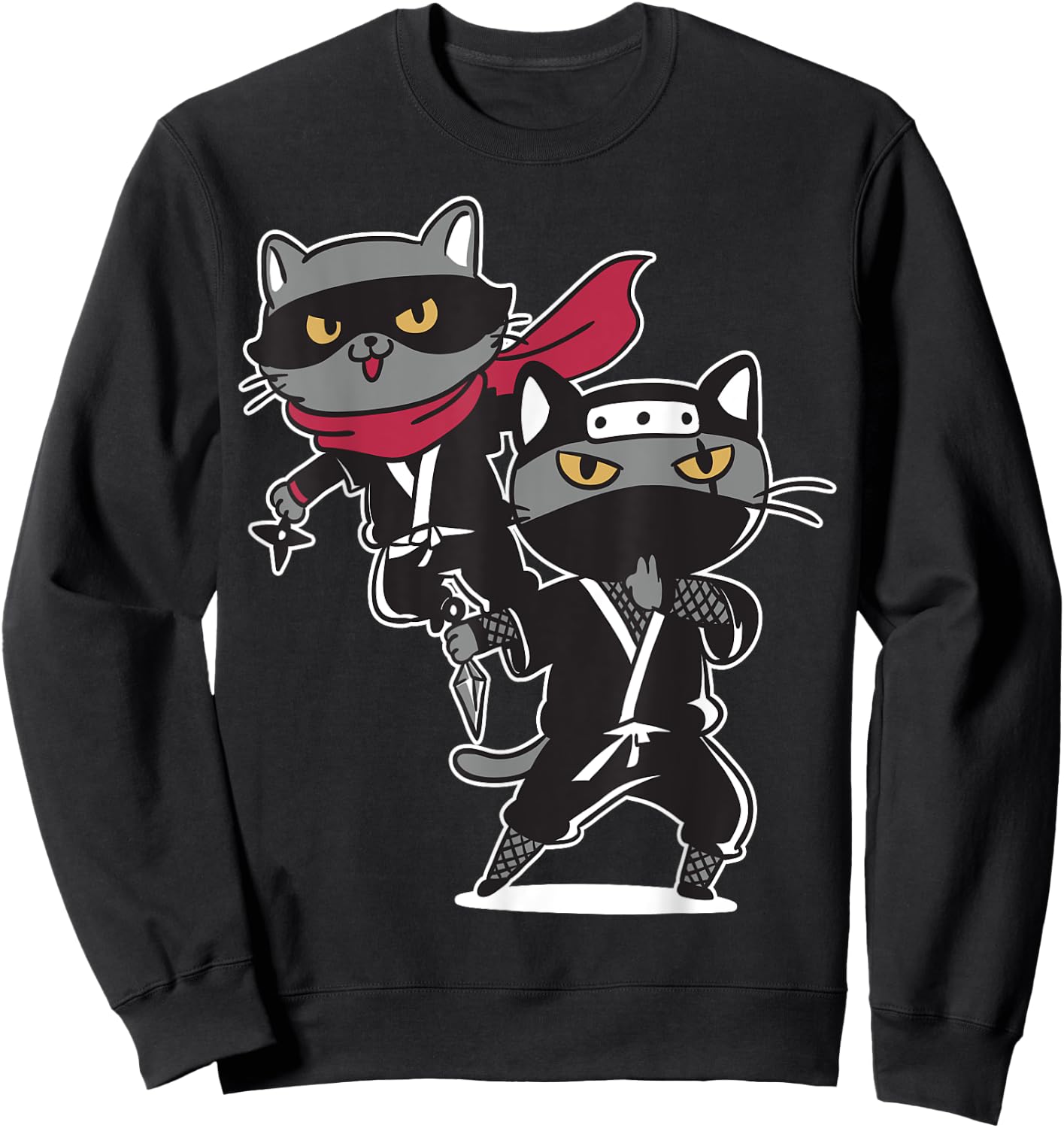 Cat Ninja Shirts for Boys Girls Men Women Kids Sweatshirt - Sweatshirt | Black