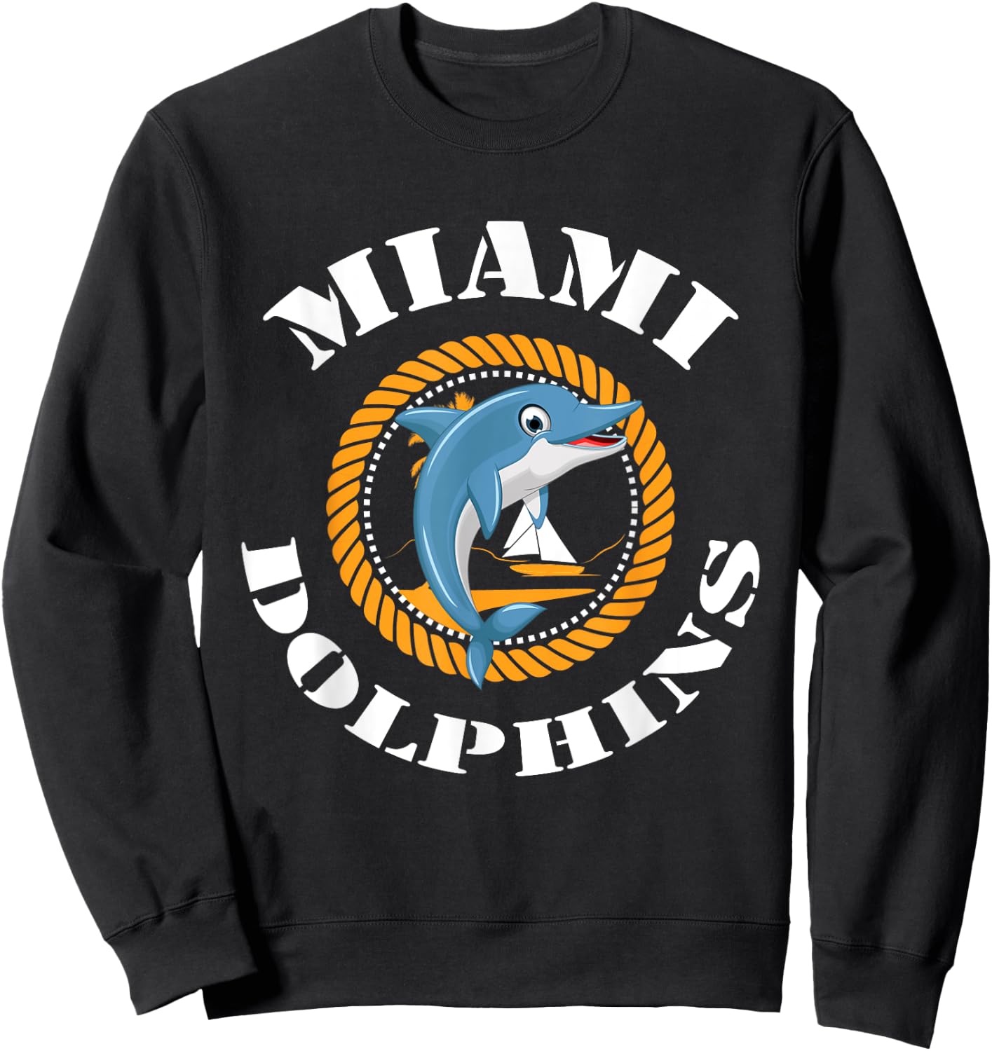 Retro Miami Dolphin Vintage Cute Sweatshirt - Sweatshirt | Black