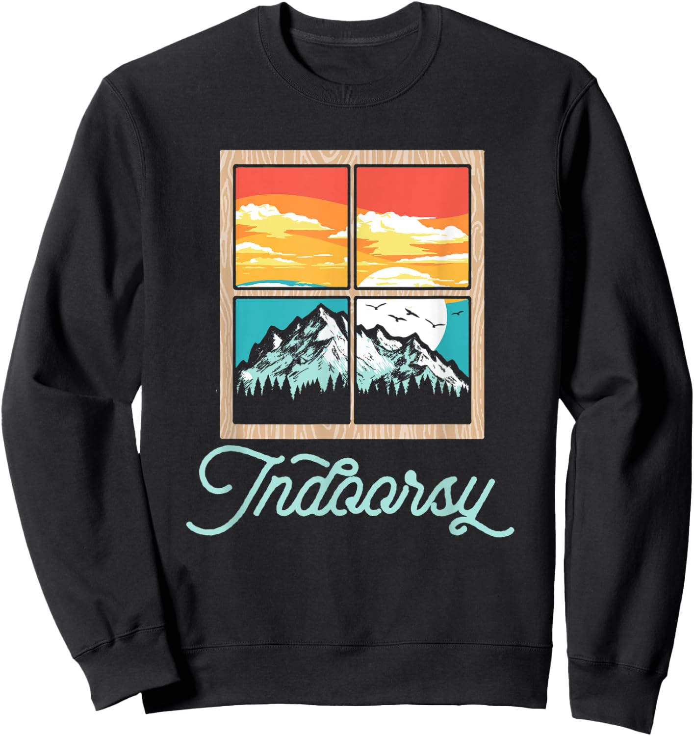 Indoorsy View from the Inside Funny Nature Window Graphic Sweatshirt - Sweatshirt | Black