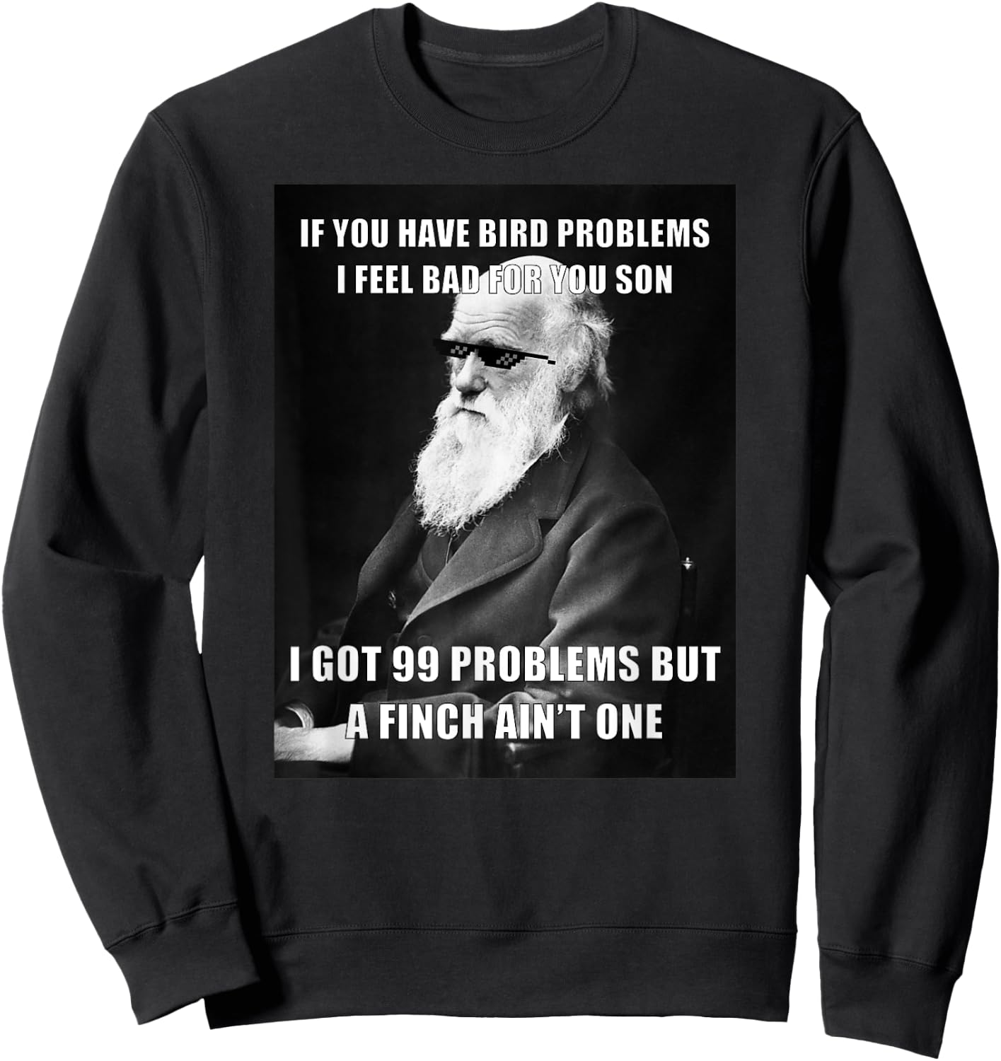 Funny Charles Darwin 99 Problems Meme Science Sweatshirt - Sweatshirt | Black