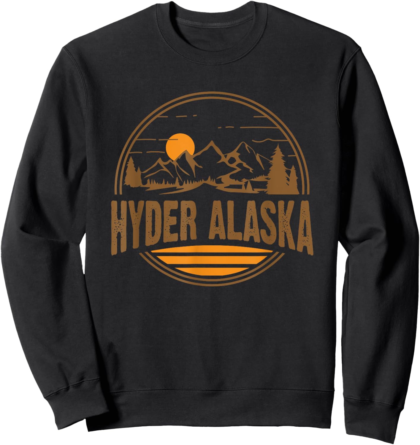 Vintage Hyder, Alaska Mountain Hiking Souvenir Print Sweatshirt - Sweatshirt | Black