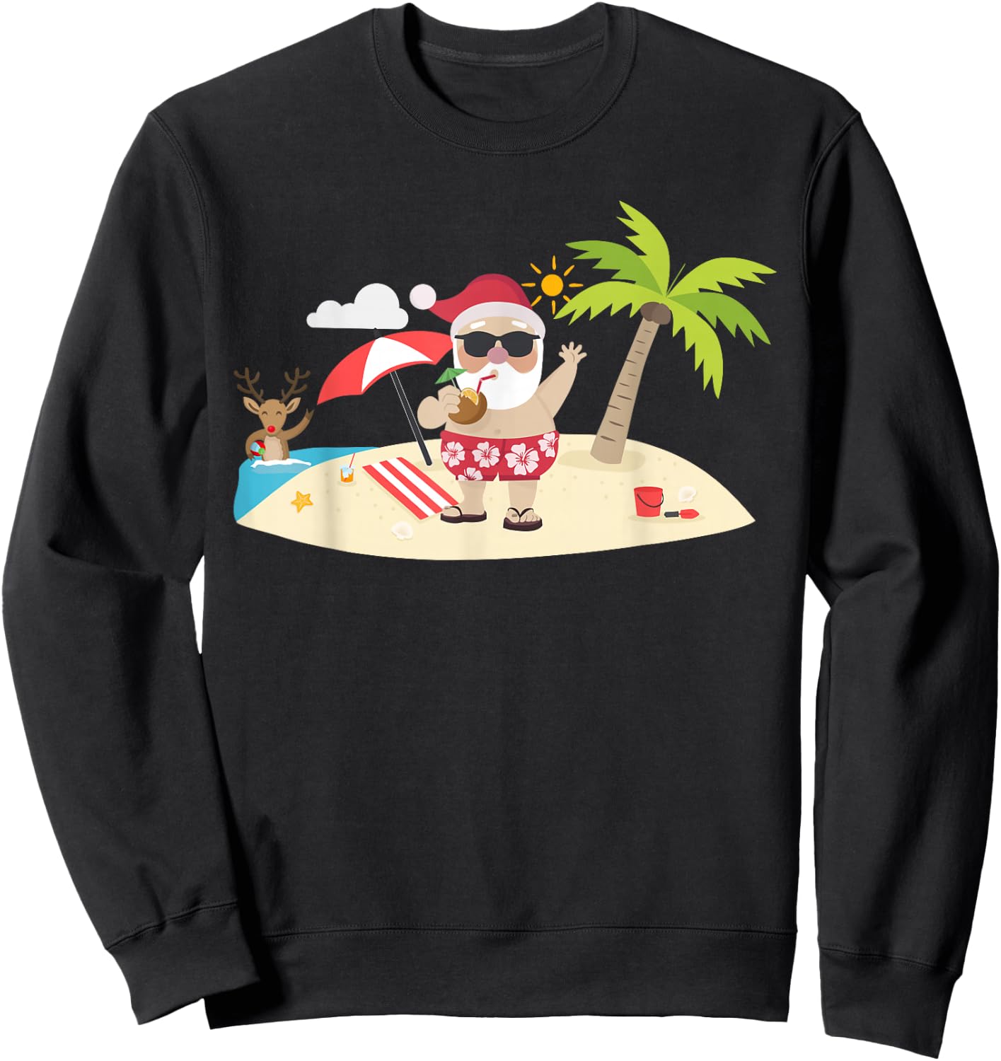 Santa Claus Surfing Hawaiian Sweatshirt - Sweatshirt | Black