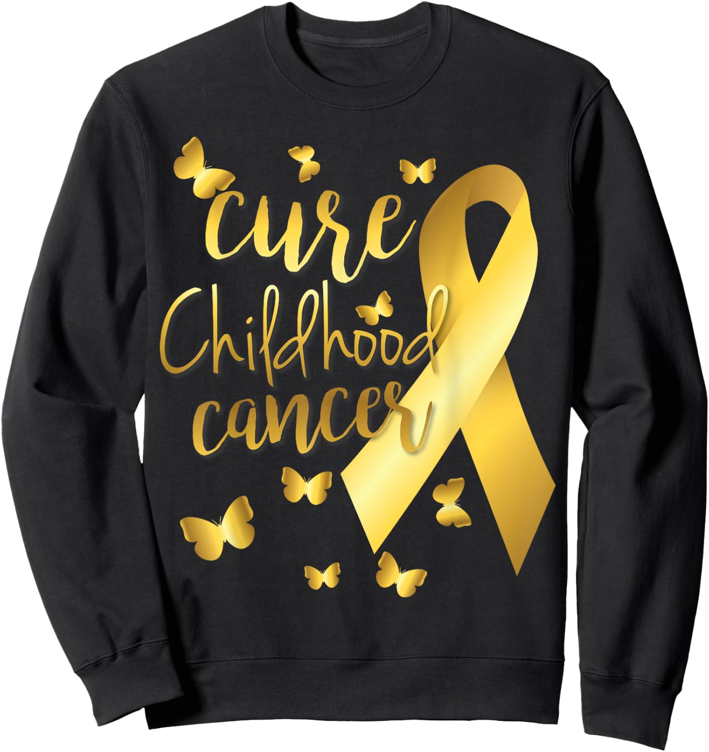 Cure Childhood Cancer with Gold Ribbon Sweatshirt - Sweatshirt | Black