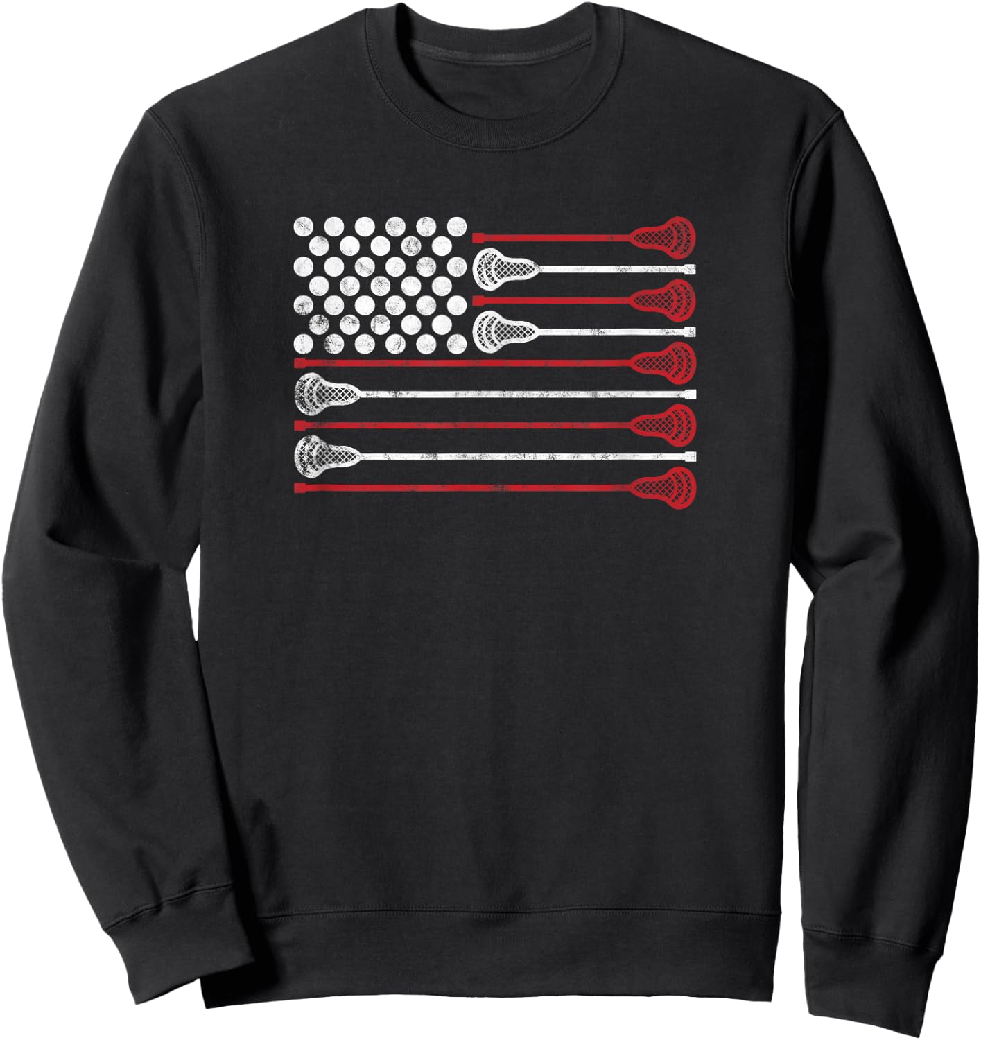 Lacrosse USA Flag Lax Shirt Sweatshirt - Sweatshirt | Black