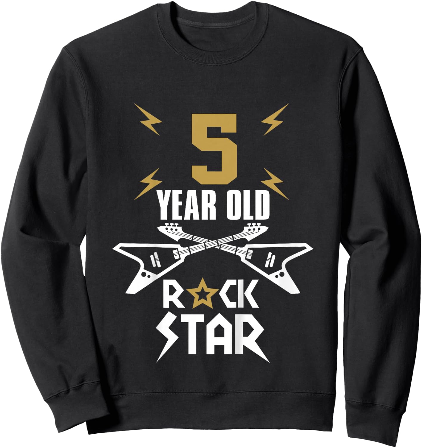 5 Year Old Rockstar - Boys Girls Birthday Guitar Sweatshirt - Sweatshirt | Black