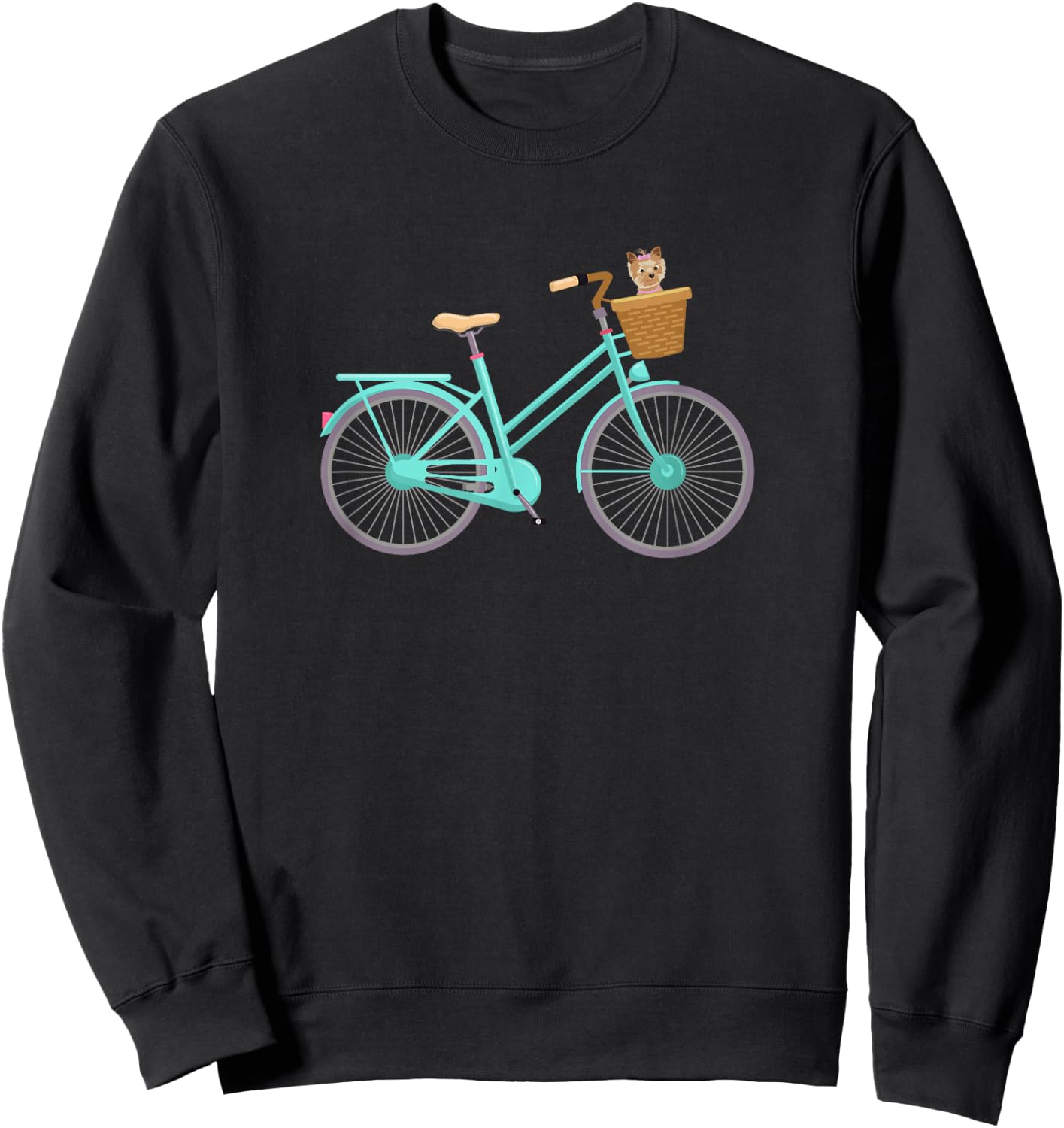 Vintage Antique Bicycle Adorable Puppy Dog In Basket Sweatshirt - Sweatshirt | Black