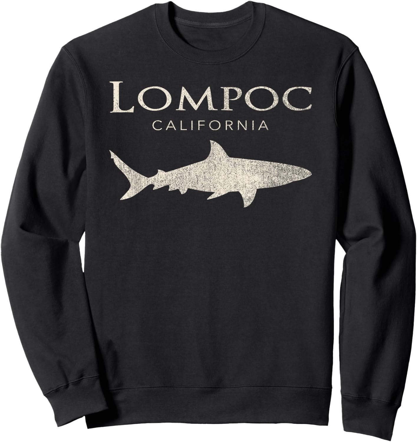 Retro Lompoc CA Shark Sweatshirt - Sweatshirt | Black