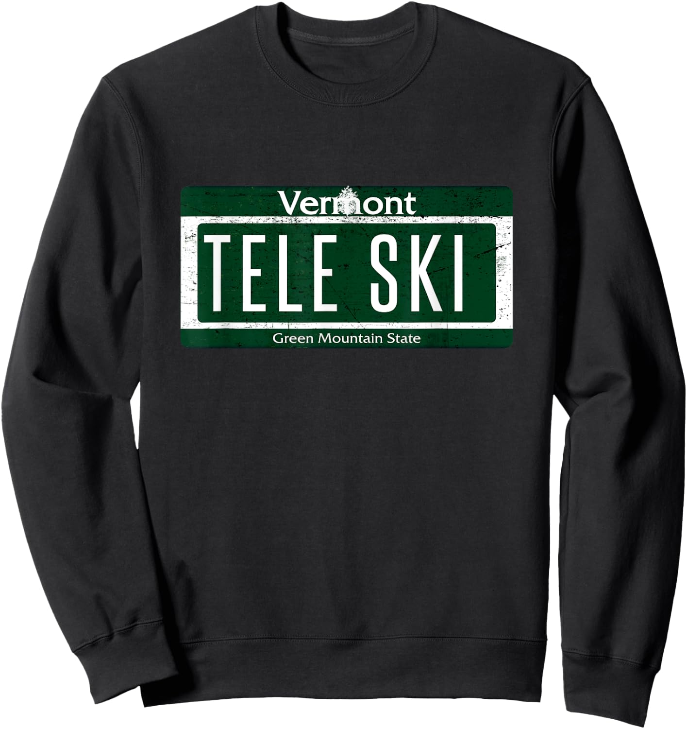 Telemark Skiing Shirt Tele Ski Vermont License Plate Sweatshirt - Sweatshirt | Black