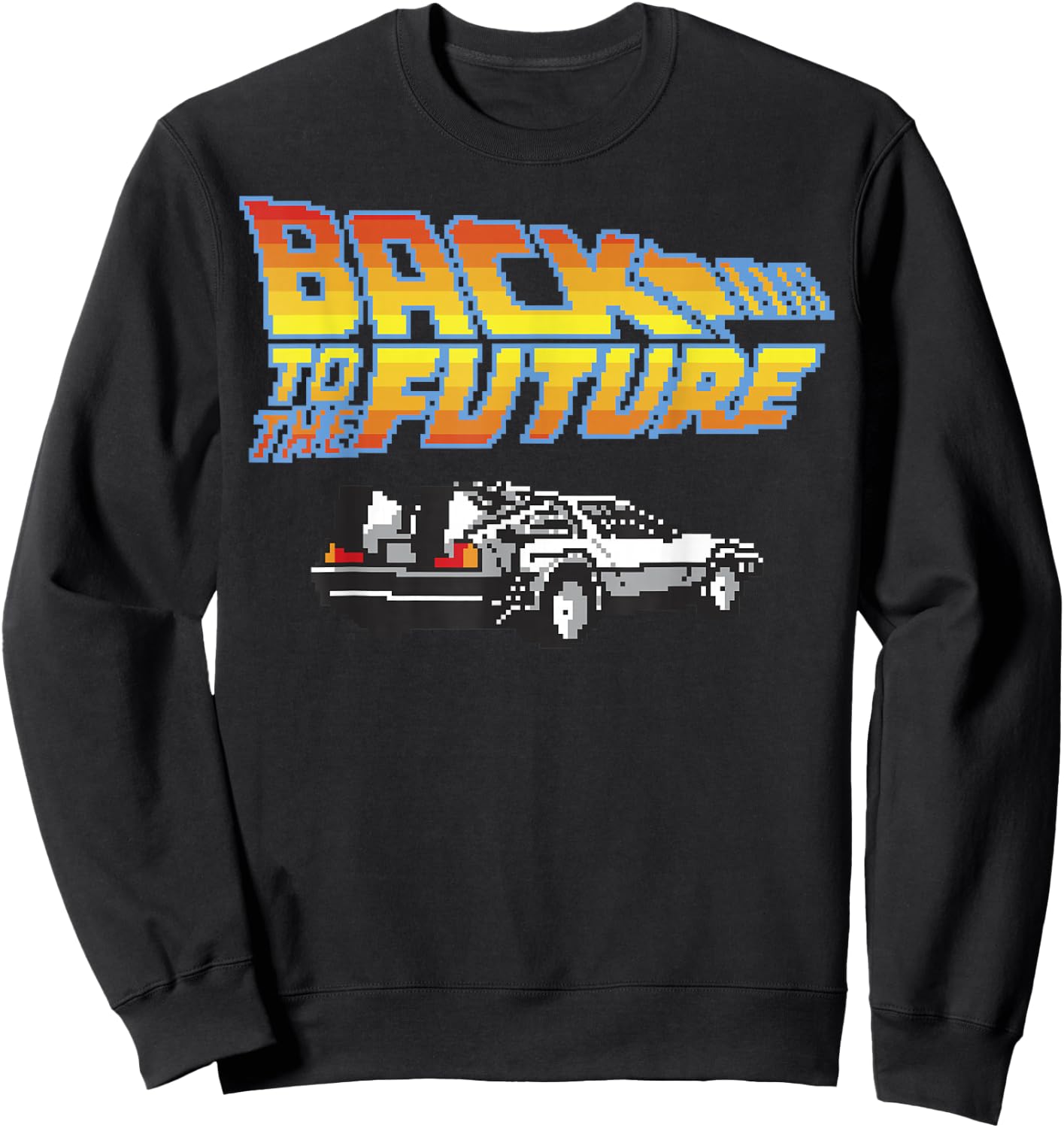 Back to The Future 8-Bit Delorean Logo Graphic Sweatshirt - Sweatshirt | Black