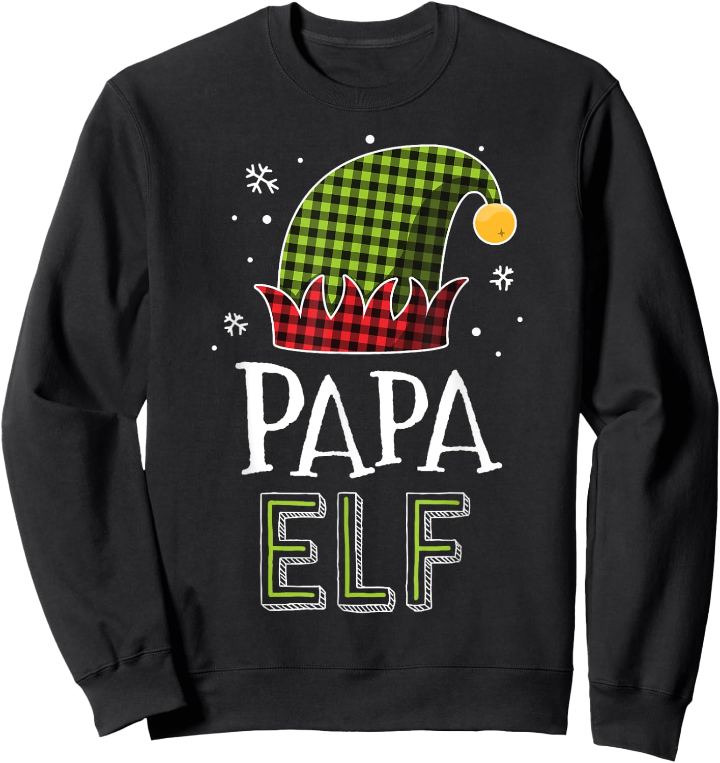 Papa Elf Plaid Christmas Shirt Dad Matching Family Elves Sweatshirt - Sweatshirt | Black