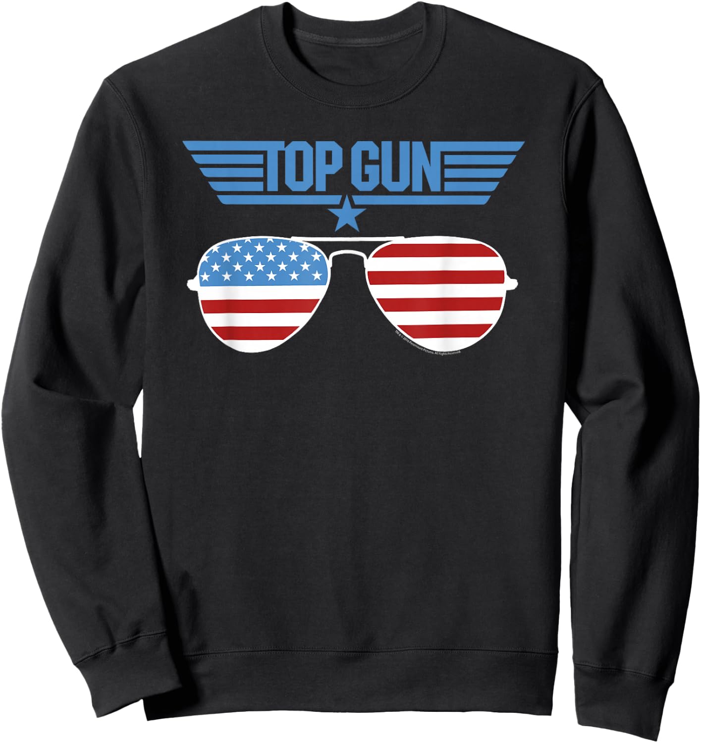 Top Gun White Aviator Sunglasses with Logo Action Movie Sweatshirt - Sweatshirt | Black