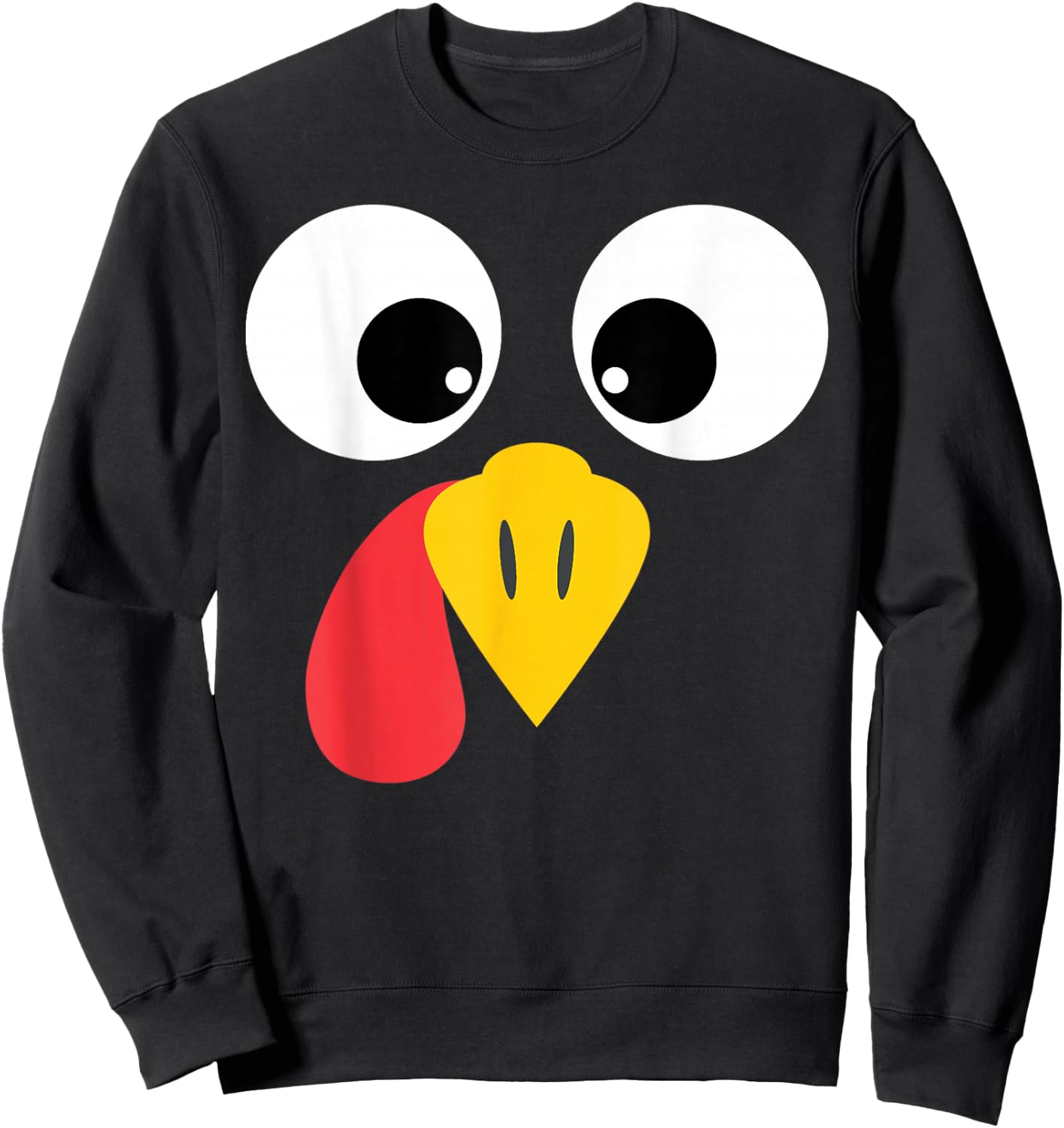 Turkey Face Big Eyes Thanksgiving Sweatshirt - Sweatshirt | Black