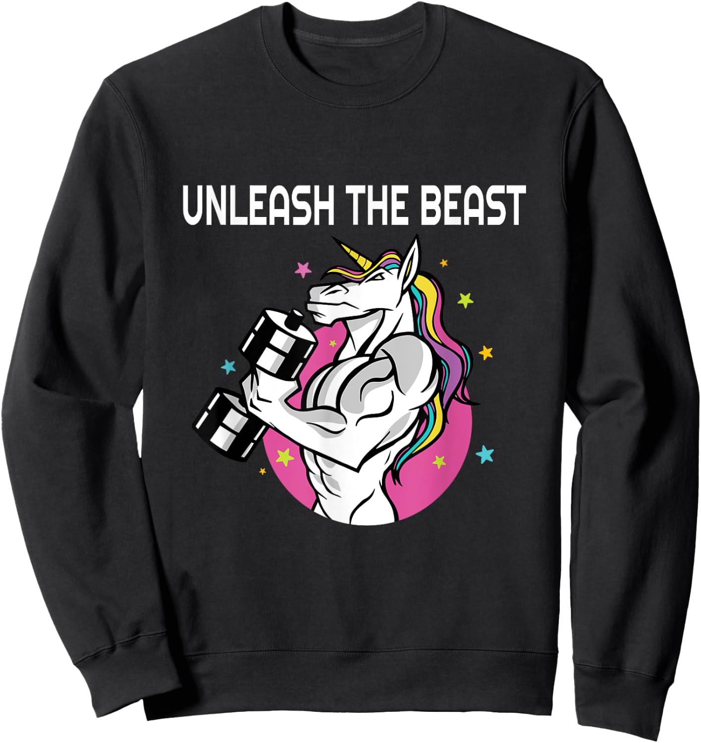 Unleash The Beast - Unicorn Gym Rat Magic Sparkle Muscles Sweatshirt - Sweatshirt | Black