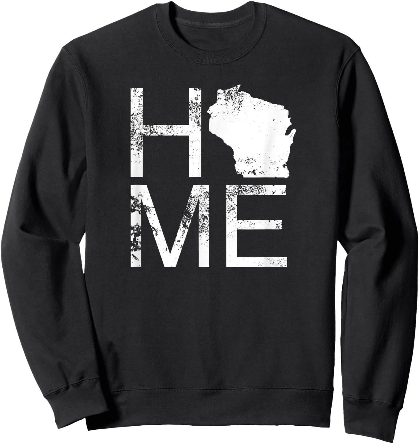 Vintage Wisconsin Home Map in Place of O WI State Wisconsin Sweatshirt - Sweatshirt | Black