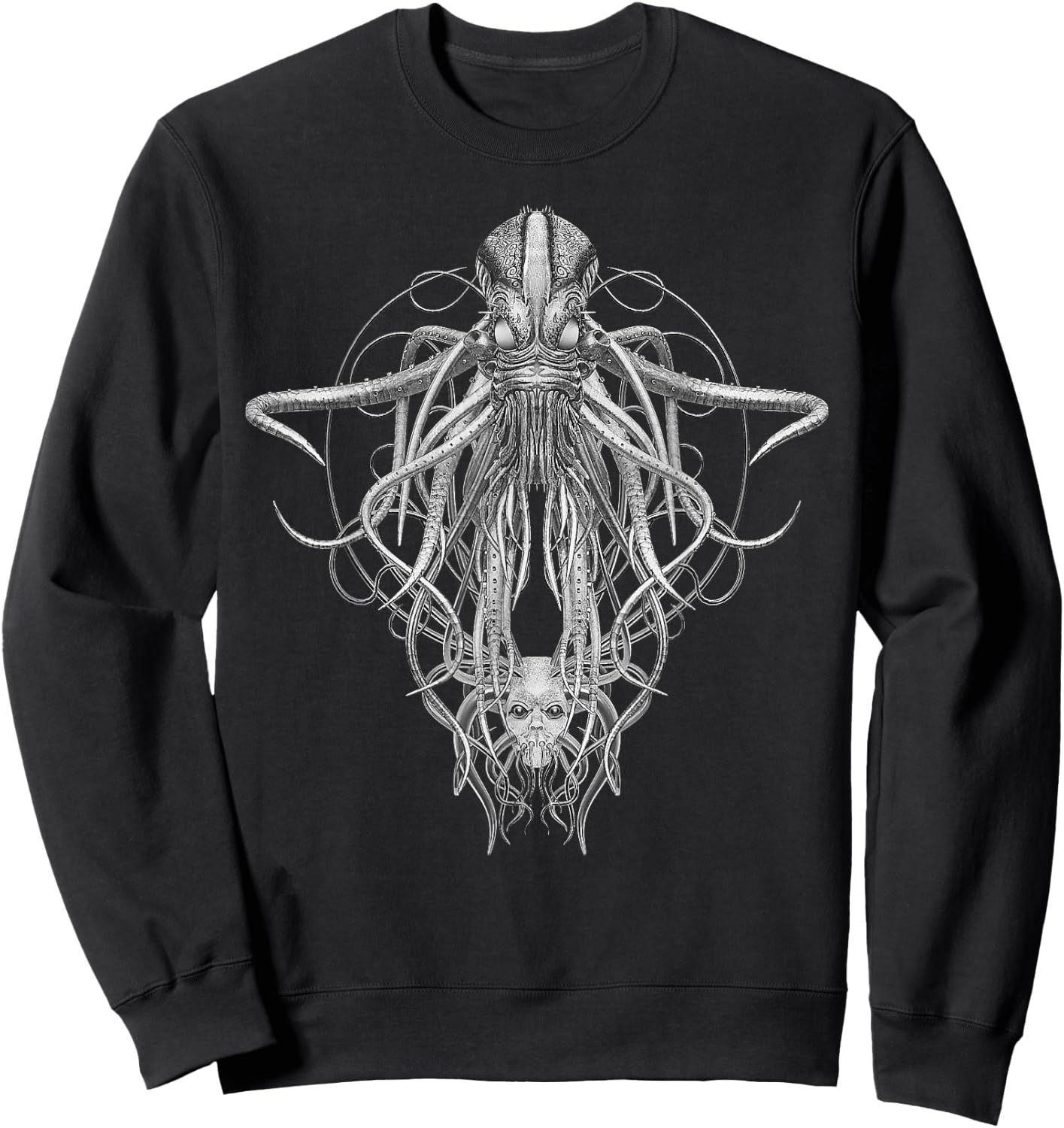 Cthulhu Monster in Black and White Retro Vintage Steampunk Sweatshirt - Sweatshirt | Black