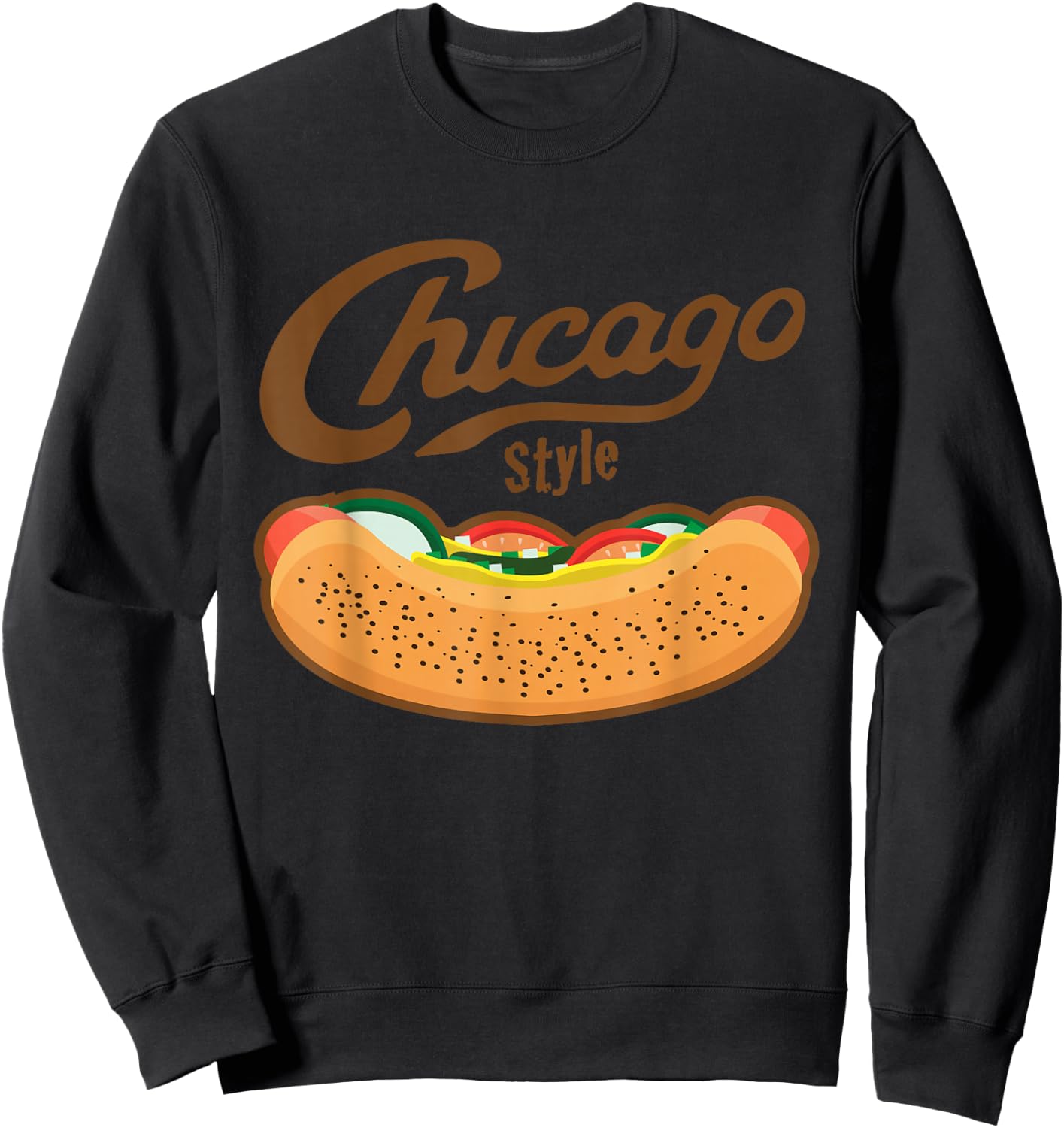 Chicago Style Hot Dog Summer Sweatshirt - Sweatshirt | Black