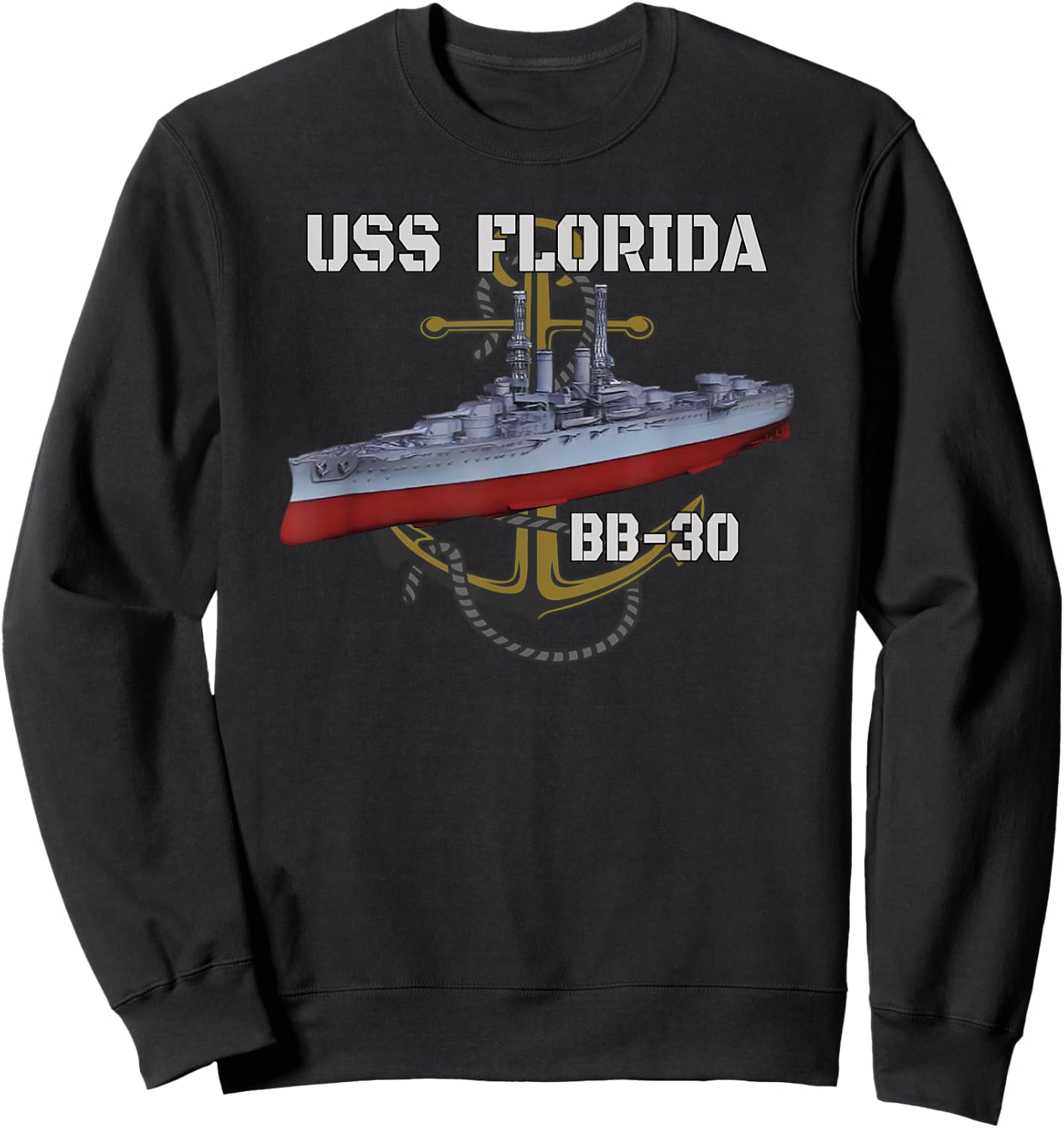 USS Florida BB-30 Battleship American WW1 Warship Veterans Sweatshirt - Sweatshirt | Black