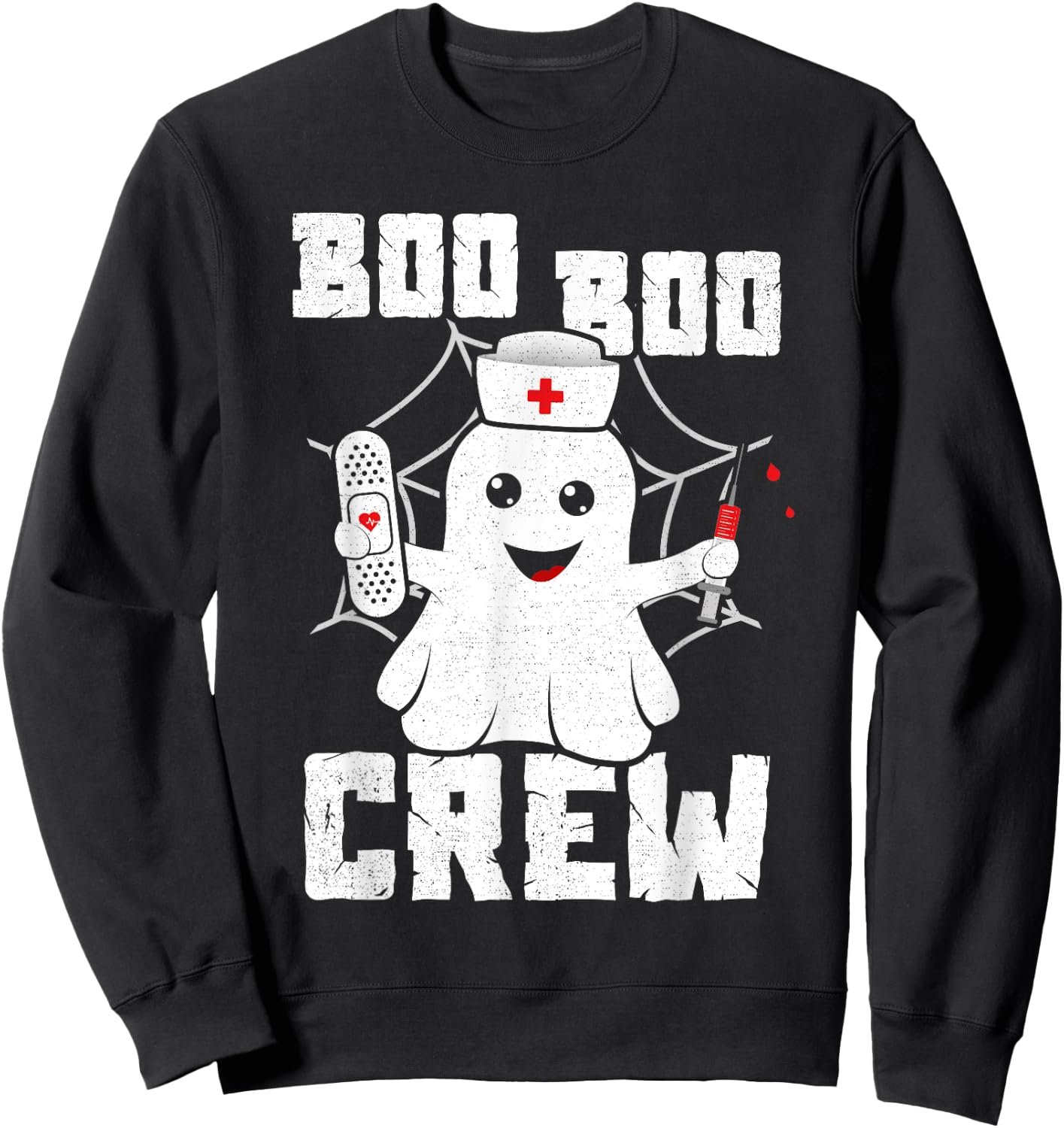Boo Boo Crew Shirt Ghost Nurse Costume Girls Funny Halloween Sweatshirt - Sweatshirt | Black