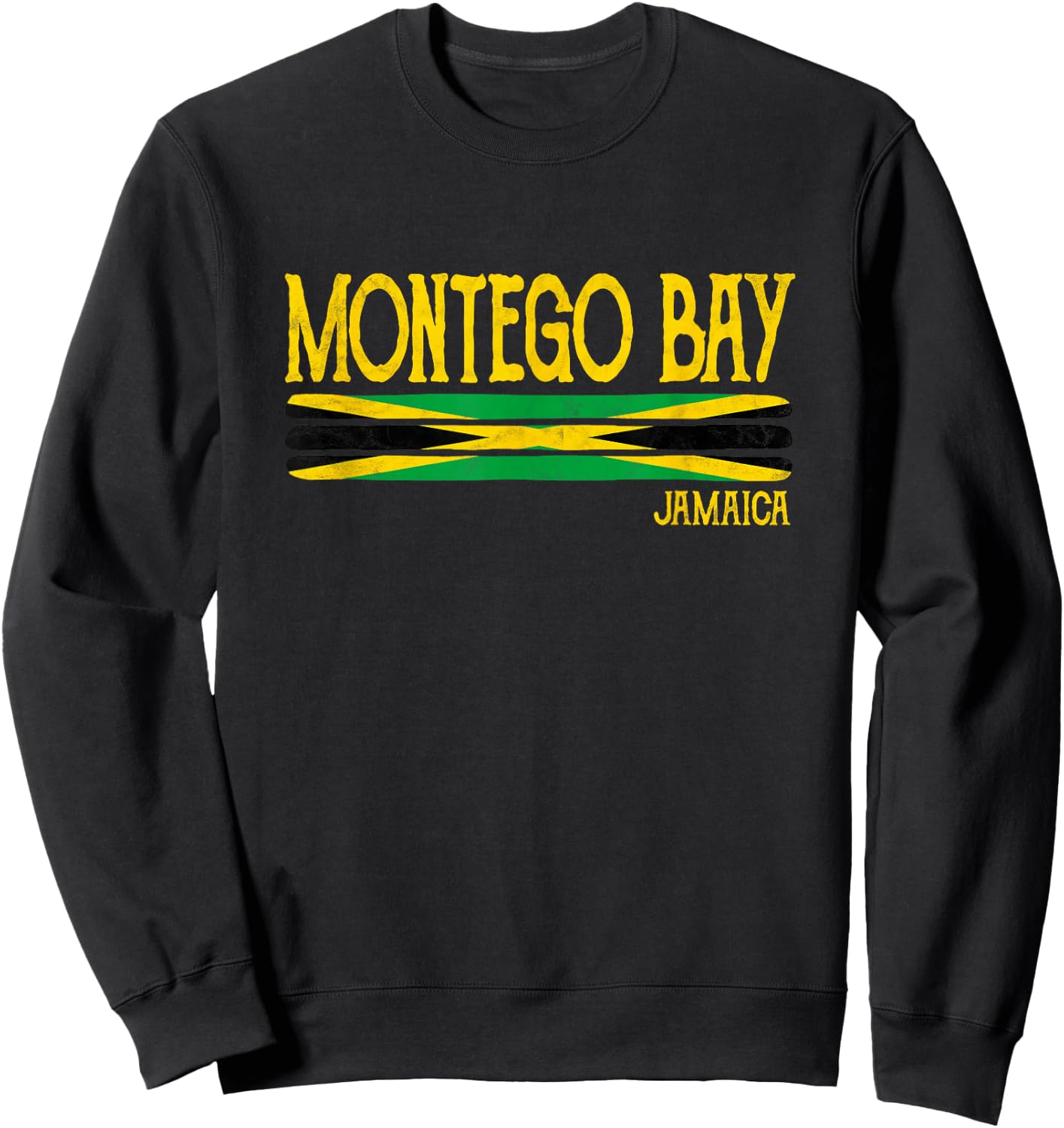 Montego Bay Jamaica Jamaican Flag Gift Souvenir Sweatshirt - Sweatshirt | Black