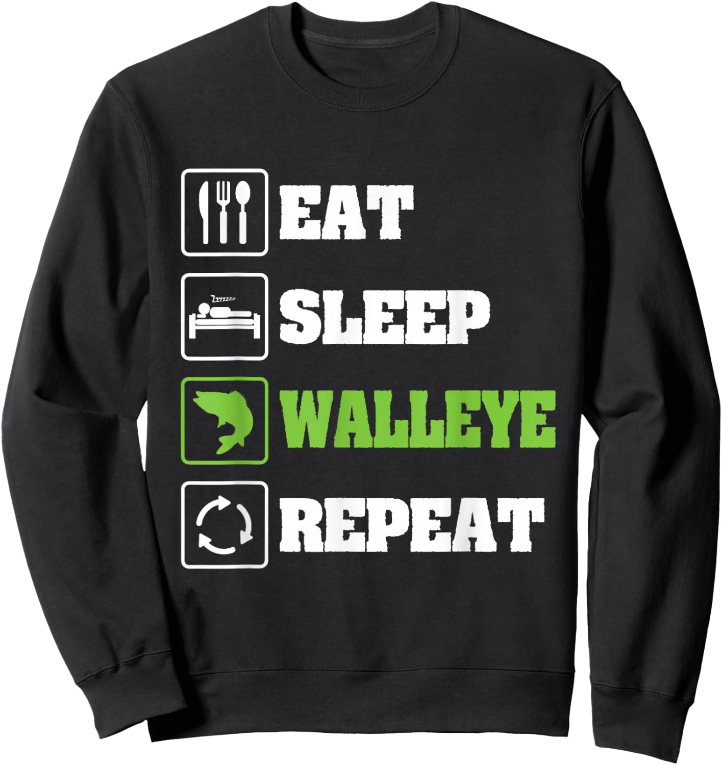 Walleye Fishing Shirts Funny Fishing Sweatshirt - Sweatshirt | Black