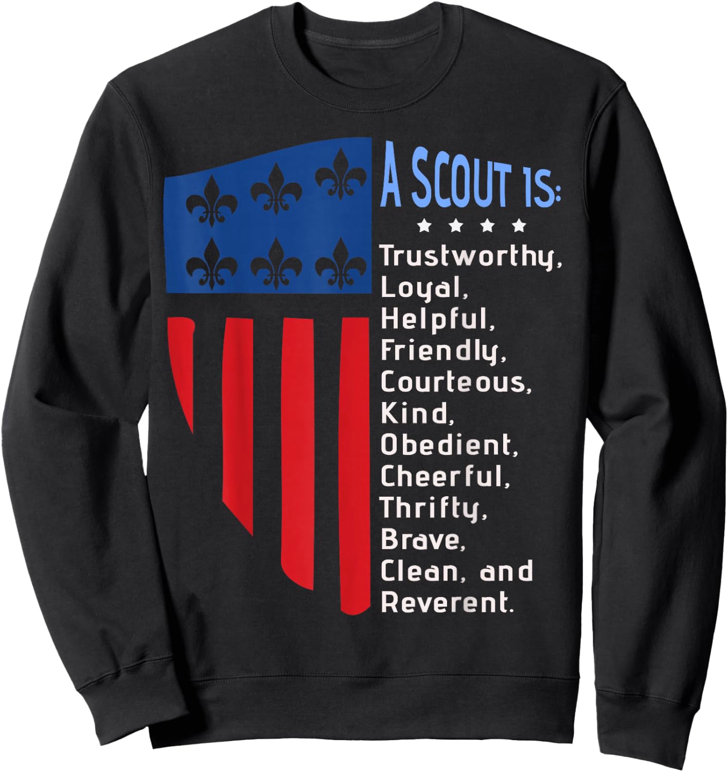 Scouting Law, US America Flag Scouting Law Gift Sweatshirt - Sweatshirt | Black