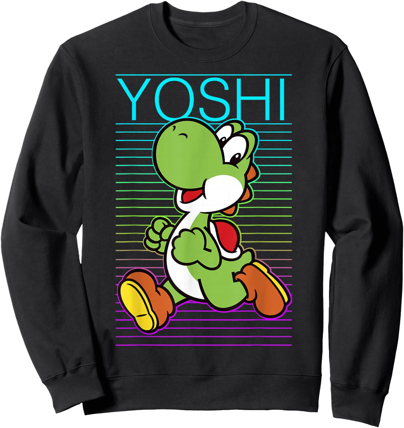 Super Mario Yoshi Retro Gradient Fade Poster Sweatshirt - Sweatshirt | Black