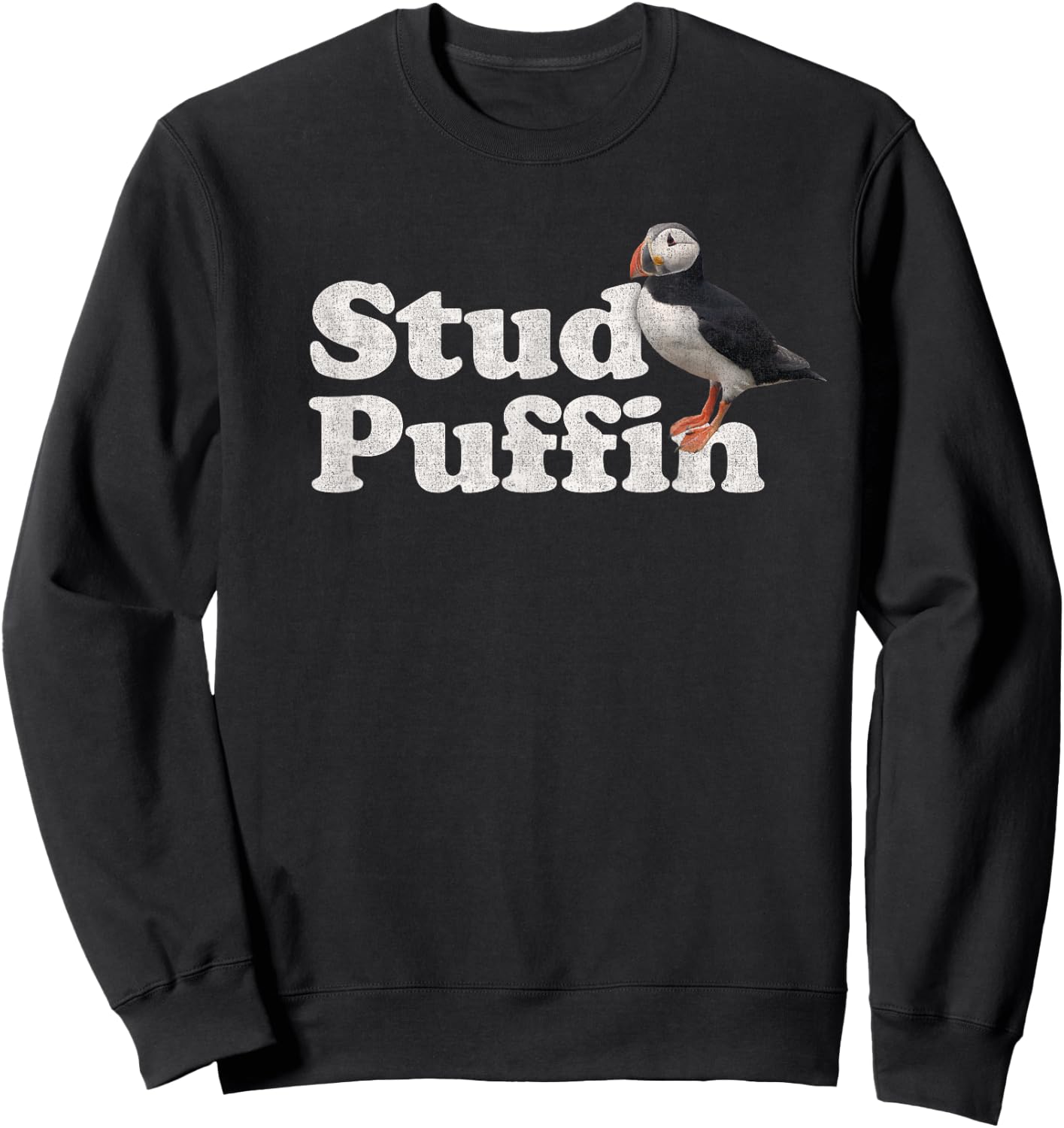 Stud Puffin - Retro Vintage Style - Black - -Adults - Short Sleeve - Classic Fit - Cotton Blend - Small Sweatshirt - Sweatshirt | Black
