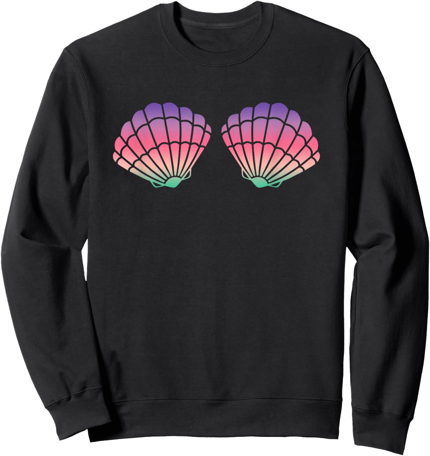 Mermaid Clam Shell Bra For Girls Purple Rainbow Seashells Sweatshirt - Sweatshirt | Black