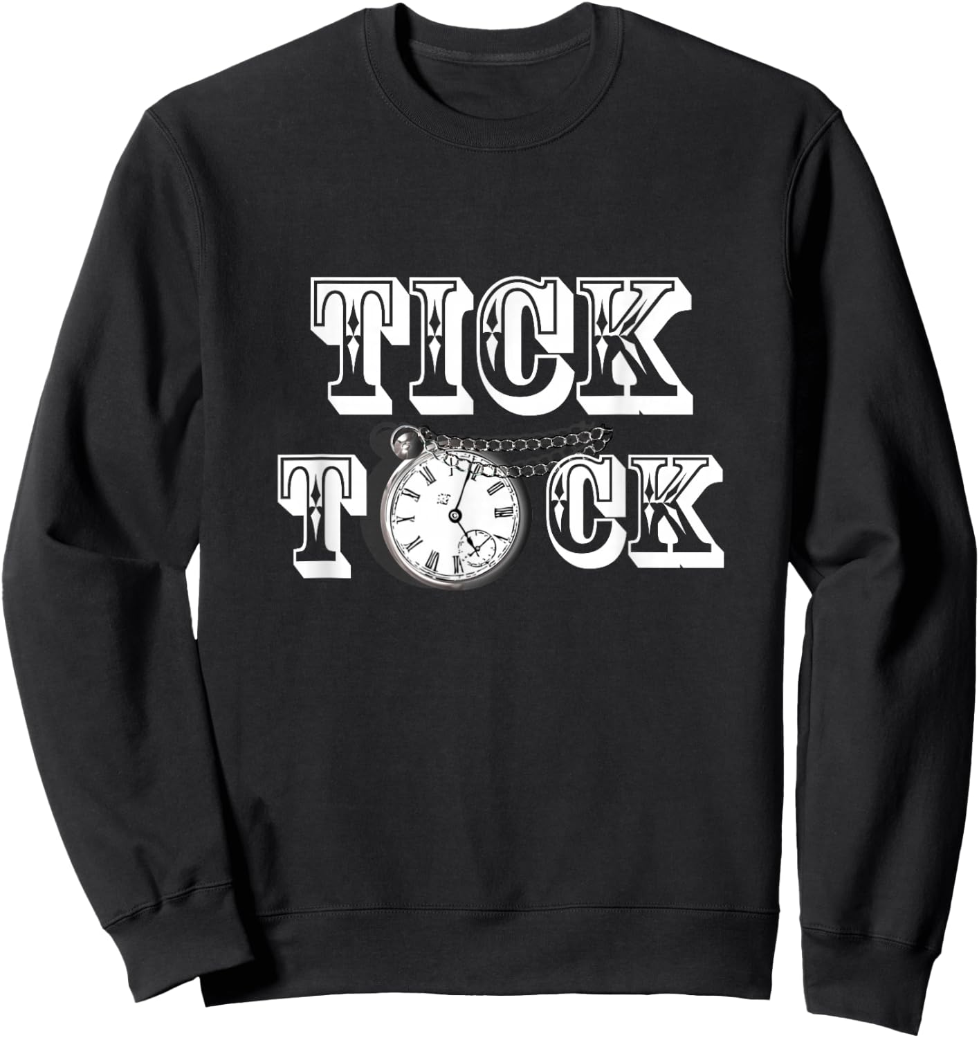 Tick Tock Pocket Watch Steampunk Inspired Graphic Sweatshirt - Sweatshirt | Black