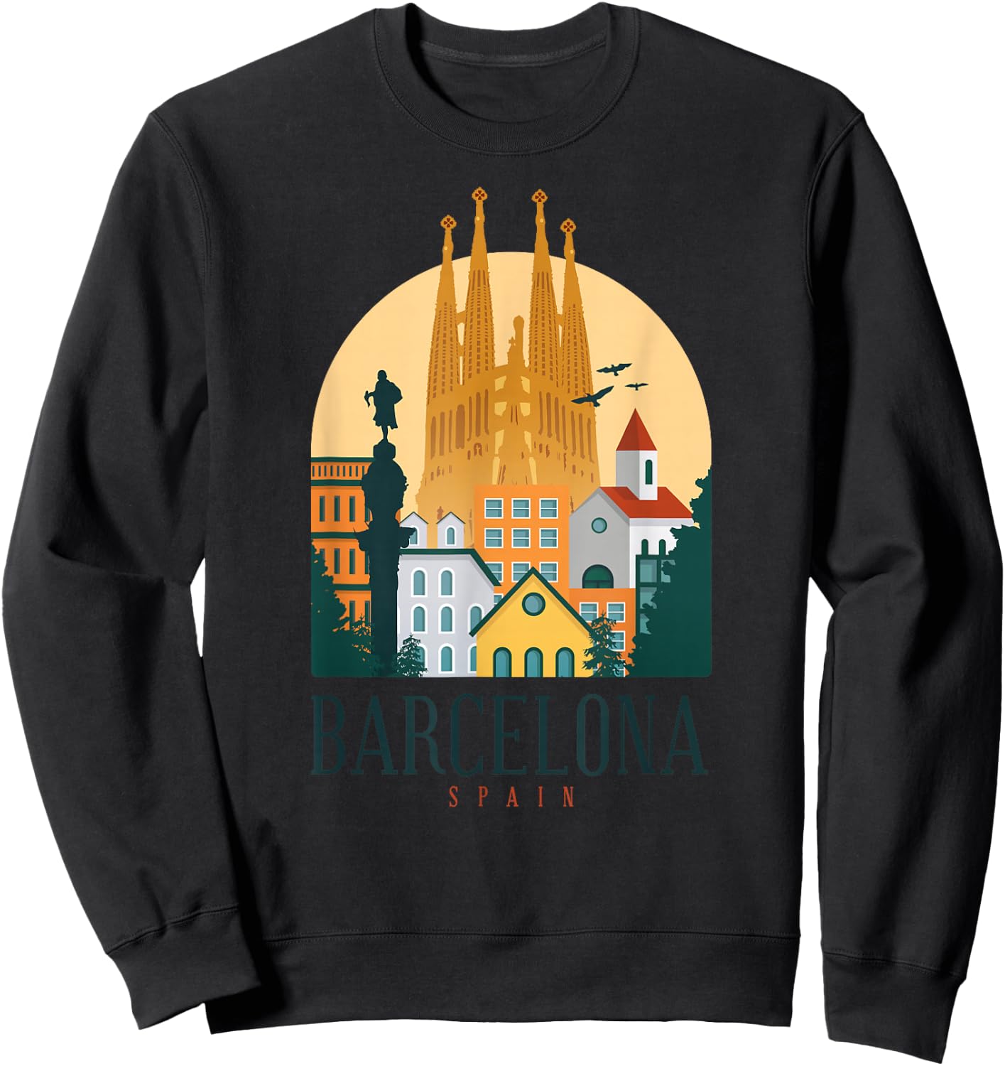 Barcelona Spain Cathedral Spanish City Souvenir Sweatshirt - Sweatshirt | Black