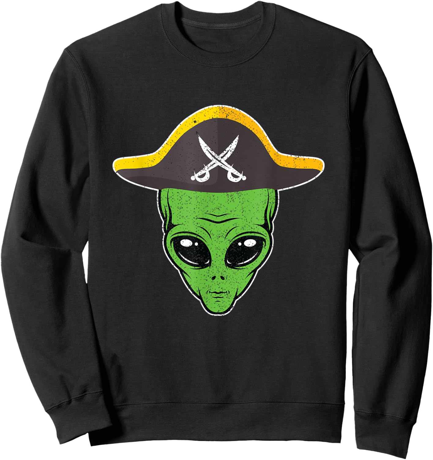 Alien Pirate Hat Funny Halloween Gift Outer Space Lover Sweatshirt - Sweatshirt | Black