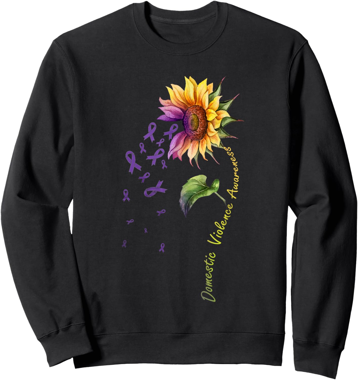Domestic Violence Awareness Sunflower Shirt Sweatshirt - Sweatshirt | Black