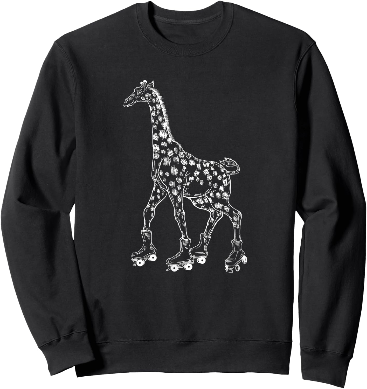 Giraffe Skating Roller Skates Derby Skater Funny Animal Sweatshirt - Sweatshirt | Black