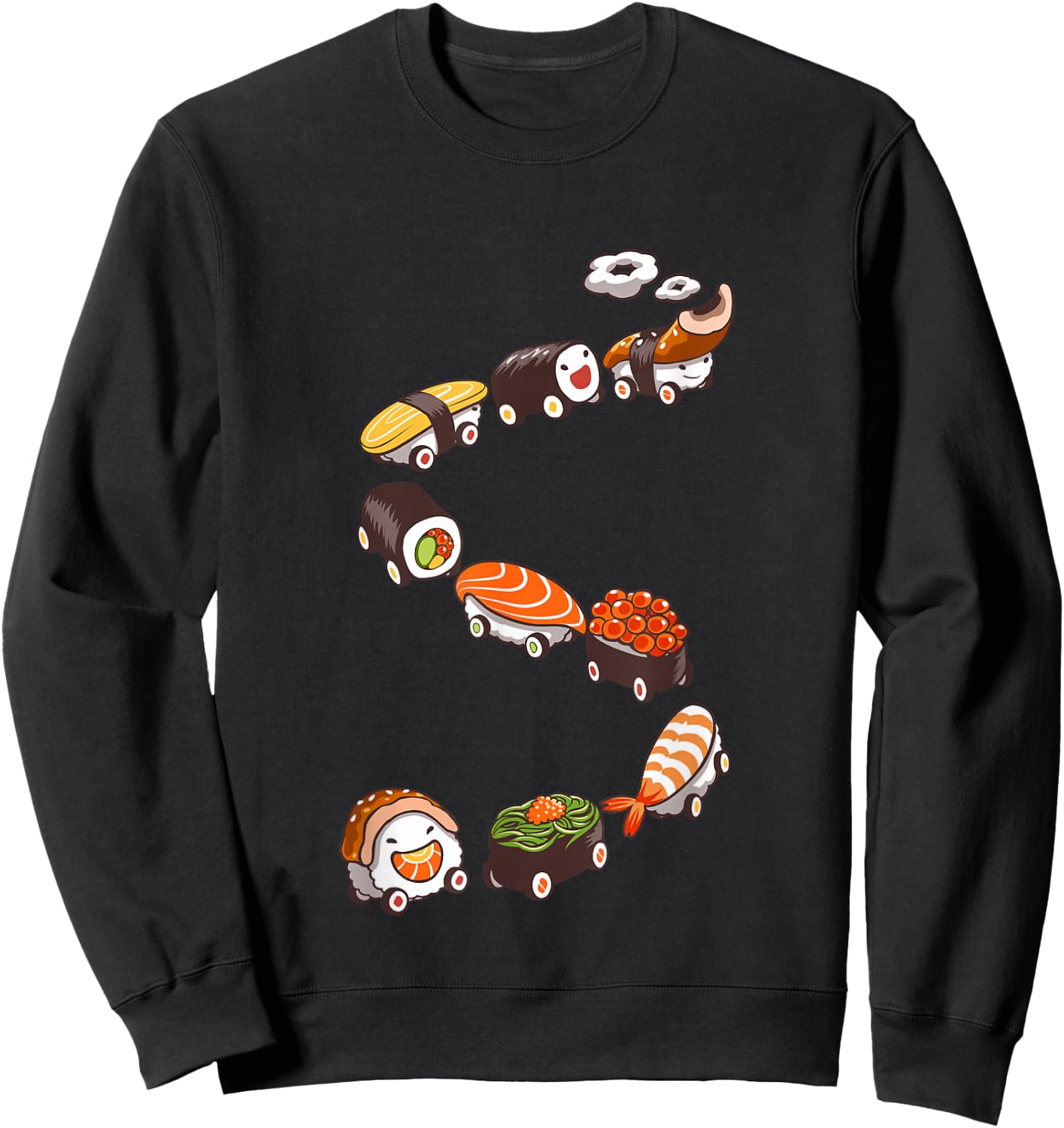 Funny Sushi Train Japanese Food Design Sweatshirt - Sweatshirt | Black