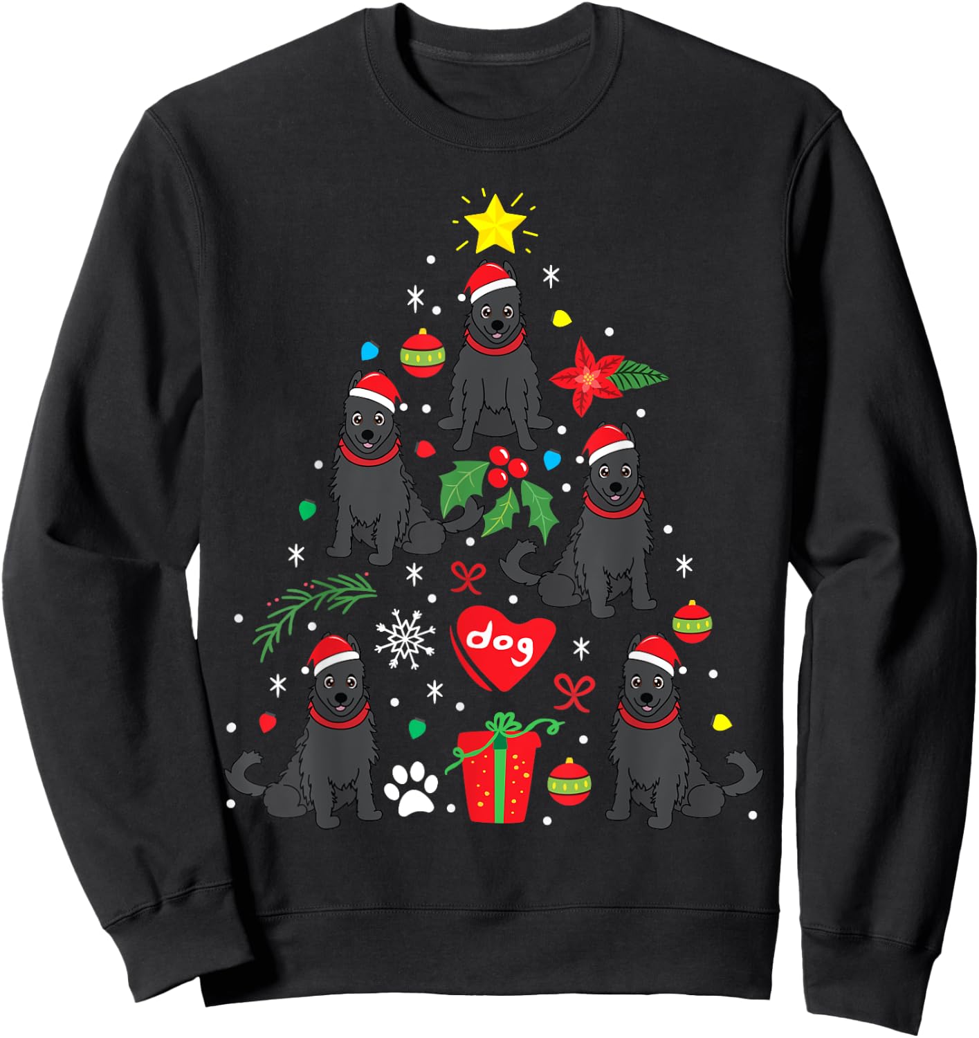 Schipperke Christmas Funny Dog Gift Sweatshirt - Sweatshirt | Black