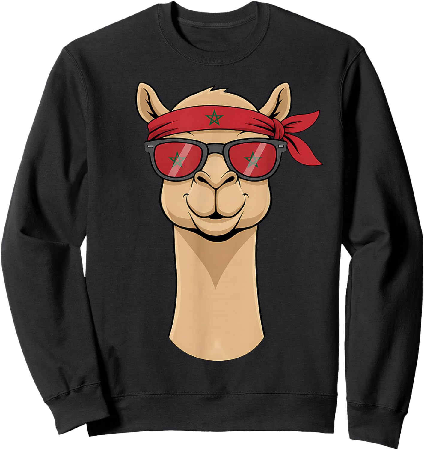 Morocco Flag Lama Moroccan Roots Alpaca Sweatshirt - Sweatshirt | Black