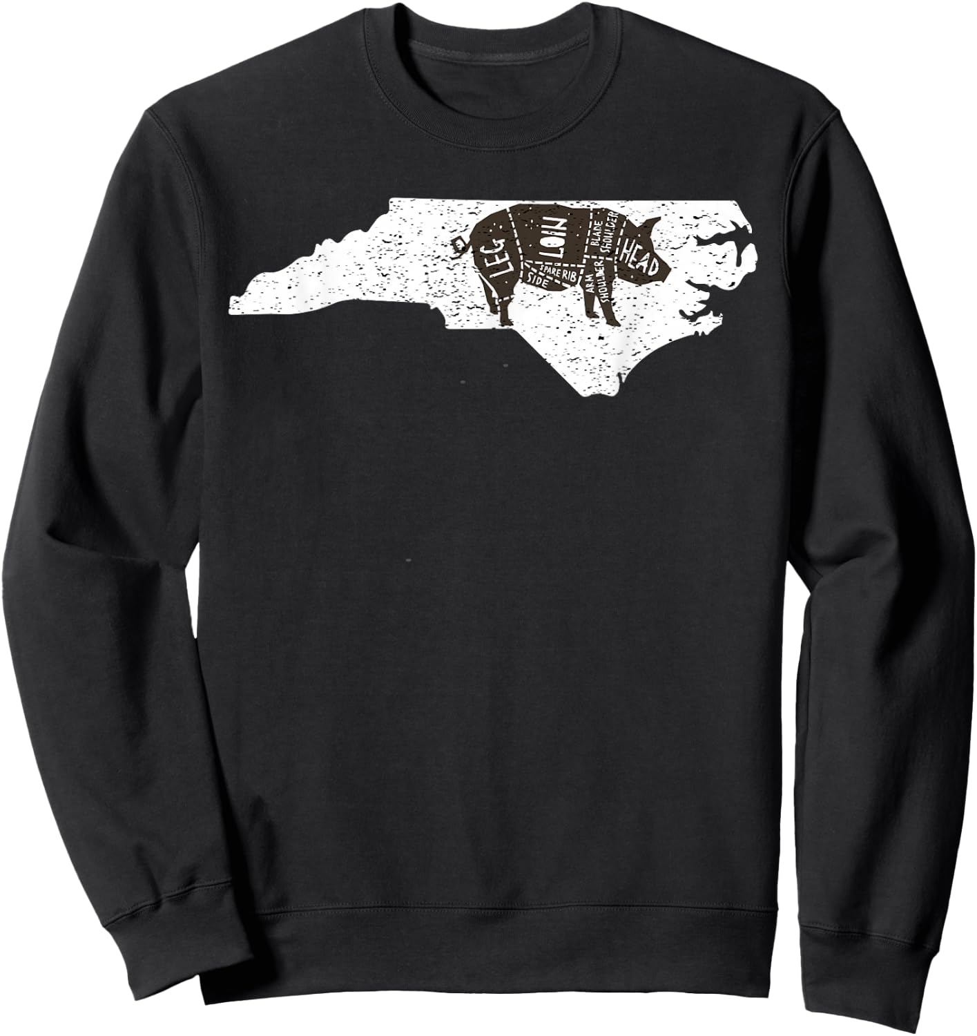 Vintage State of North Carolina Brisket BBQ Barbecue Sweatshirt - Sweatshirt | Black