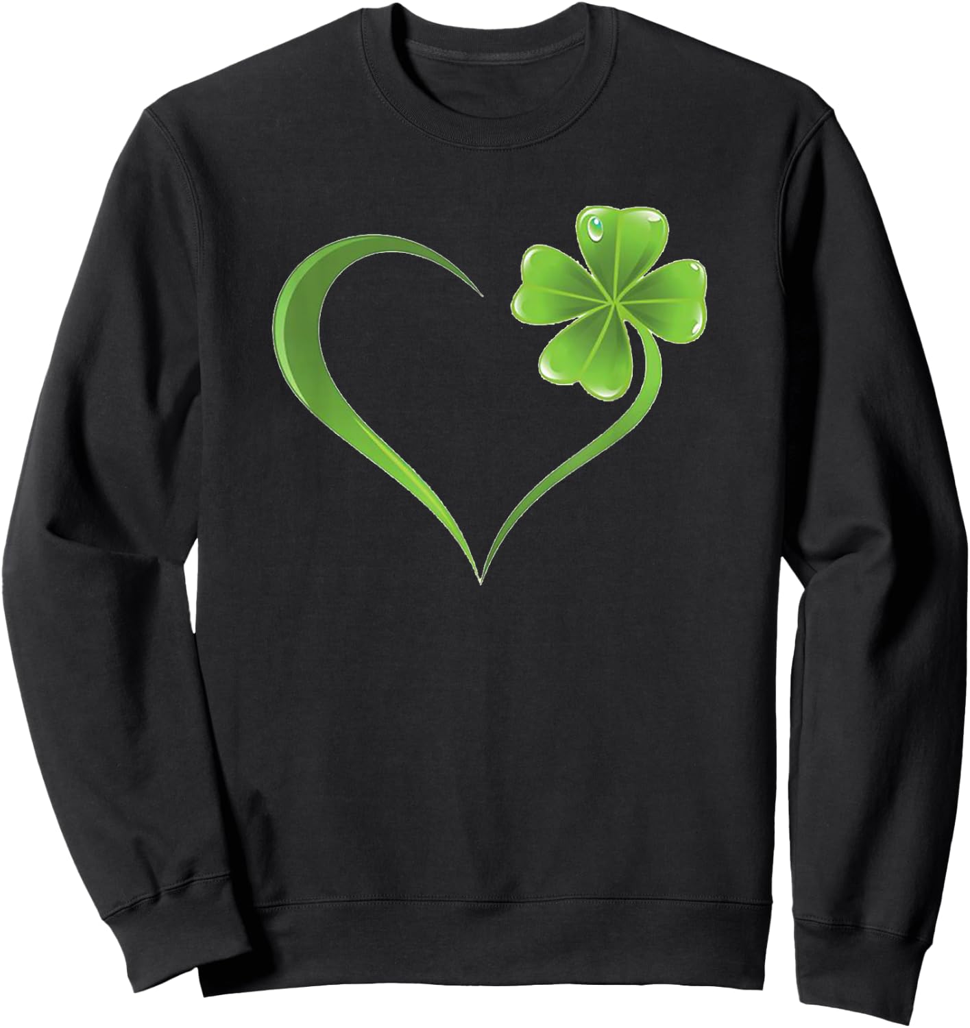 Four Leaf Clover Heart Shirt Lucky Shirt Sweatshirt - Sweatshirt | Black