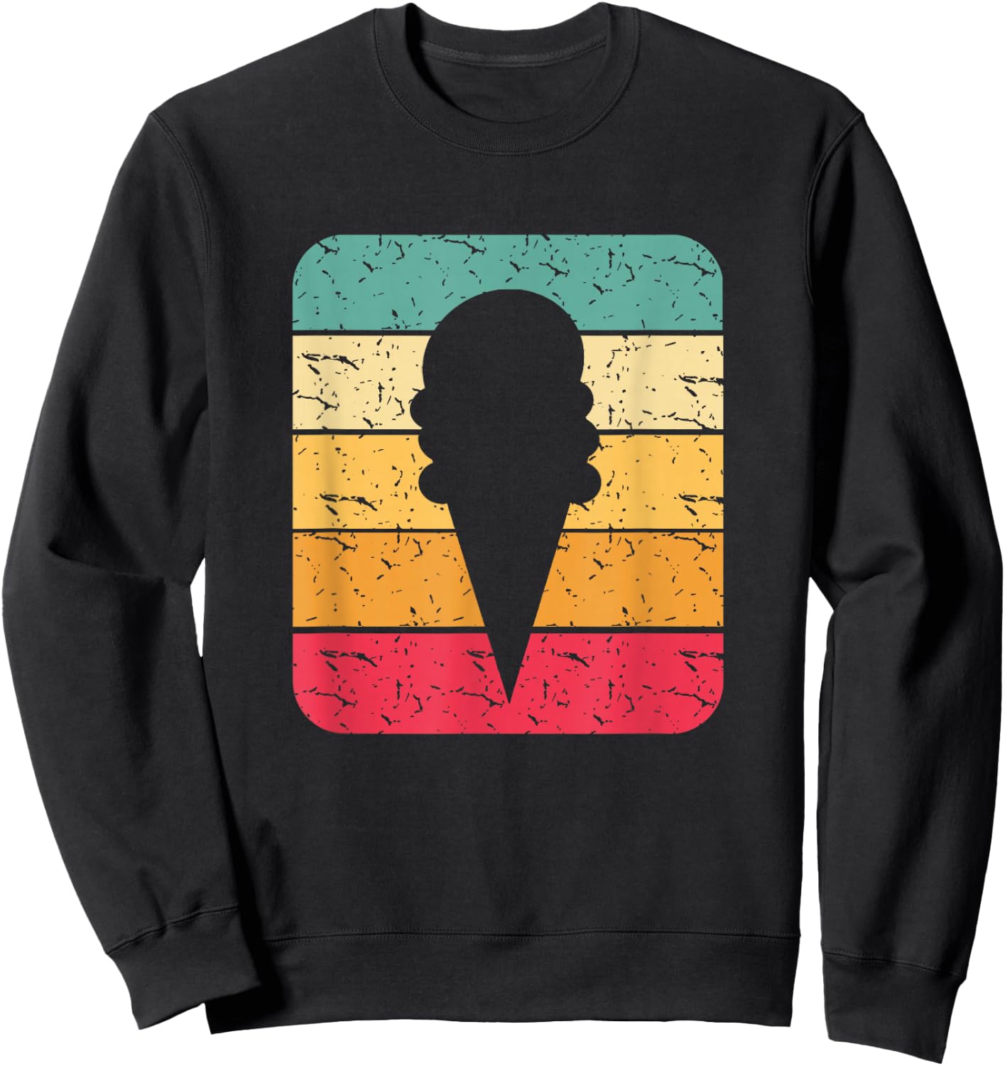Retro Vintage Ice Cream Cone Silhouette Gift T Shirt Sweatshirt - Sweatshirt | Black