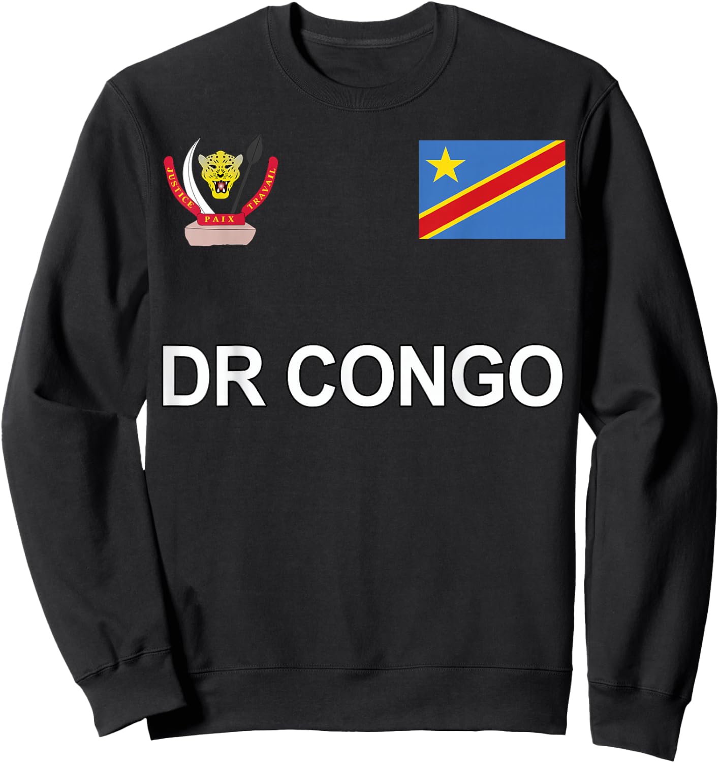 Sports-style Flag and Crest of DR Congo Sweatshirt - Sweatshirt | Black