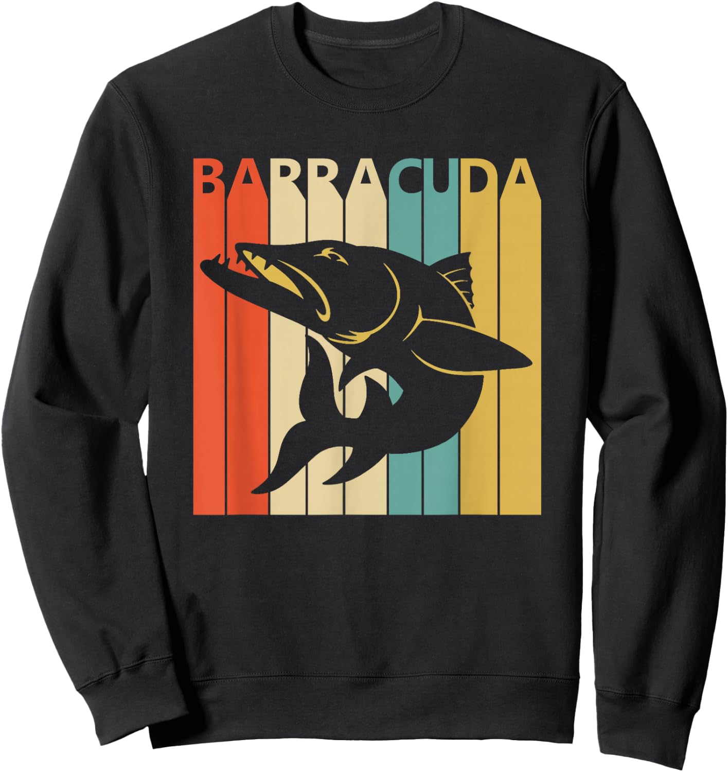 Vintage Wild Animal Barracuda Fish Sweatshirt - Sweatshirt | Black
