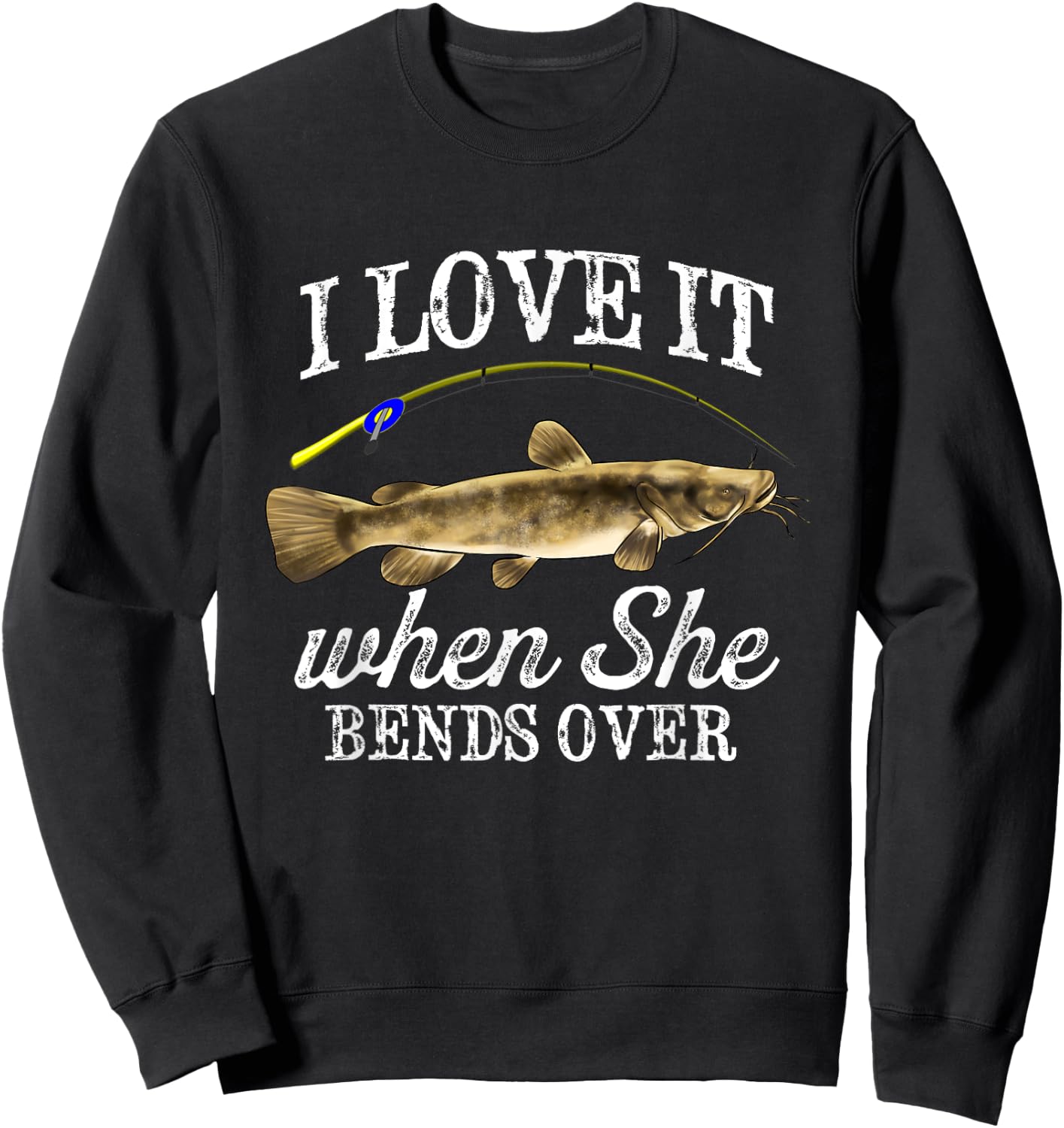 Funny Flathead Catfish Fishing Freshwater Fish Graphic Sweatshirt - Sweatshirt | Black