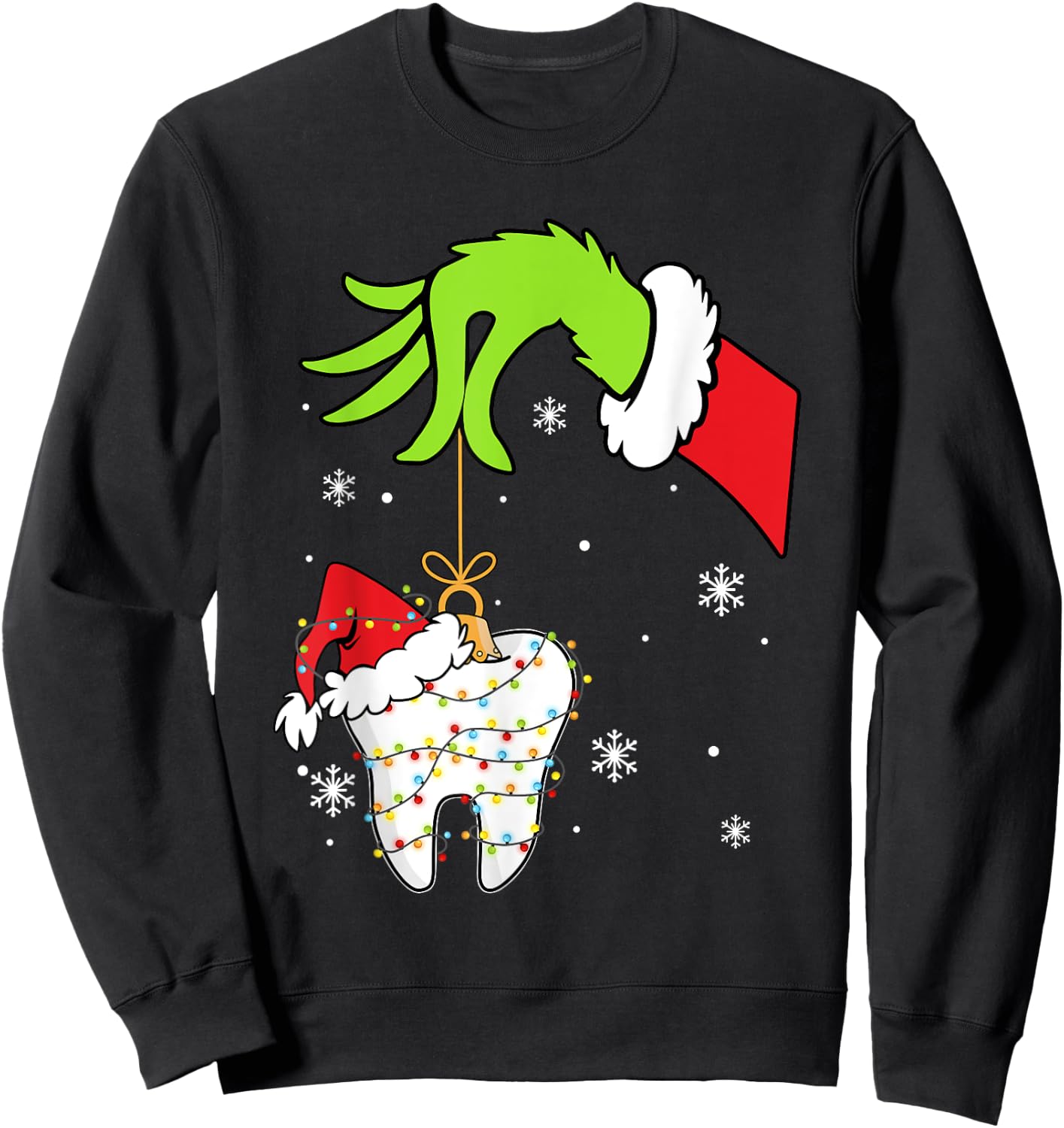 Christmas Tooth Dentist Dental Assistant Teeth Pajamas Xmas Sweatshirt - Sweatshirt | Black